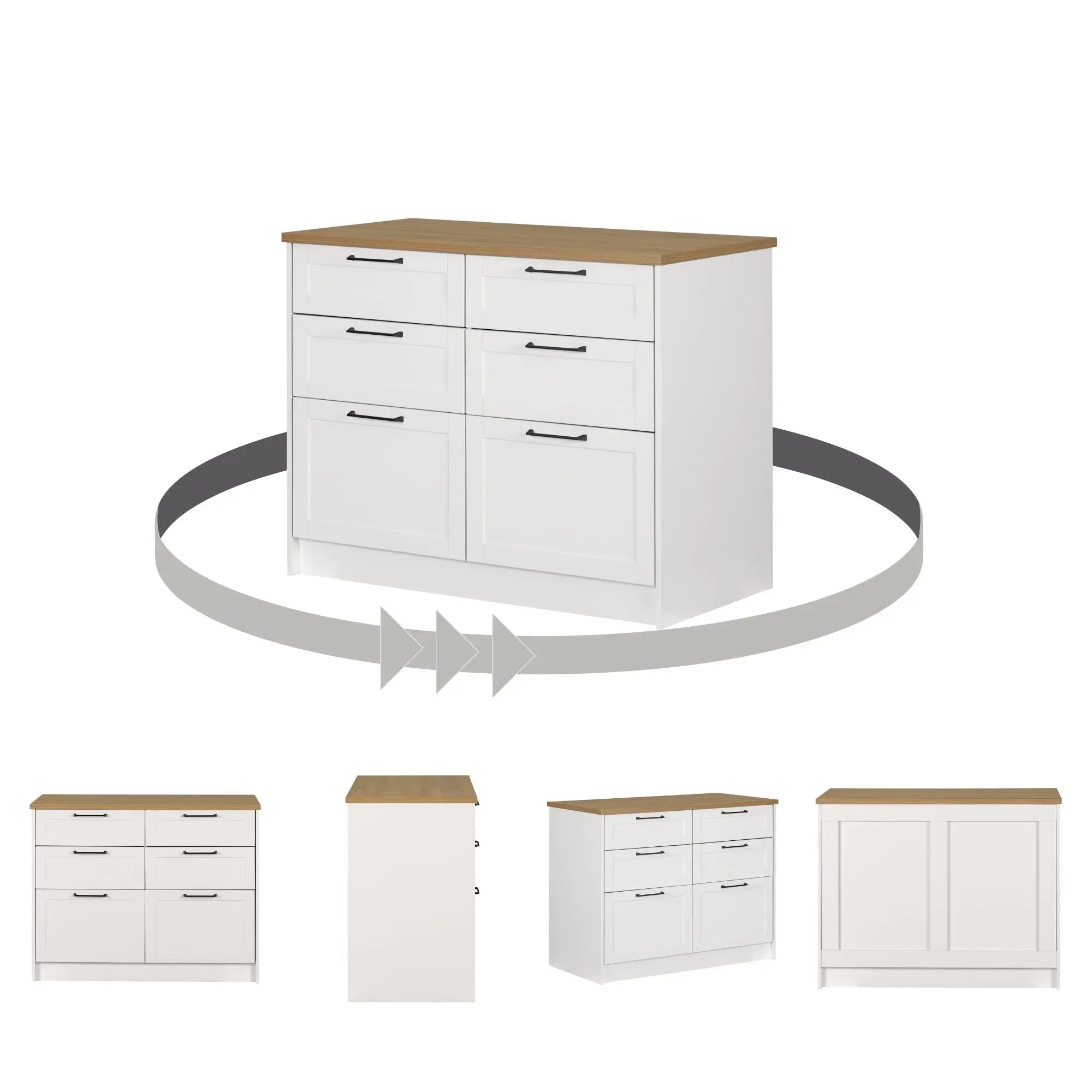 6-Drawer Kitchen Island - Toscano