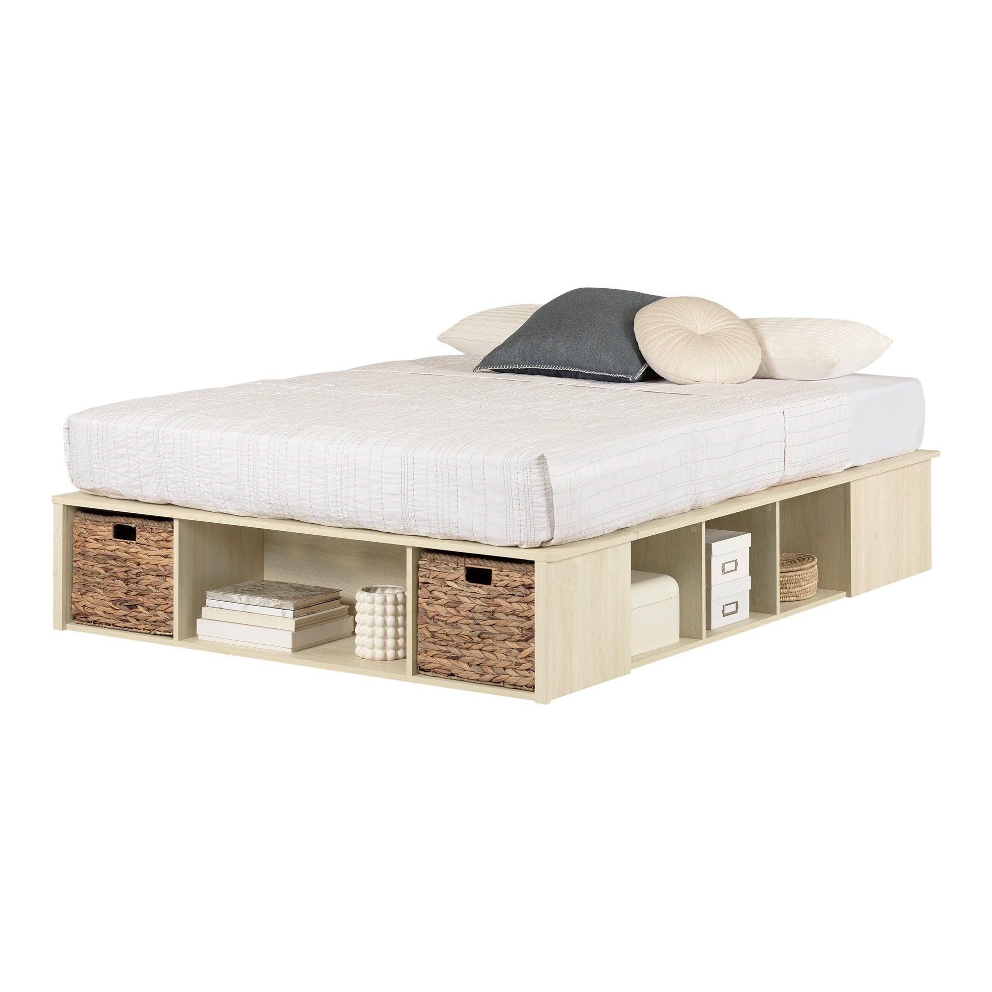 Storage Platform Bed with Wicker Baskets - Avilla