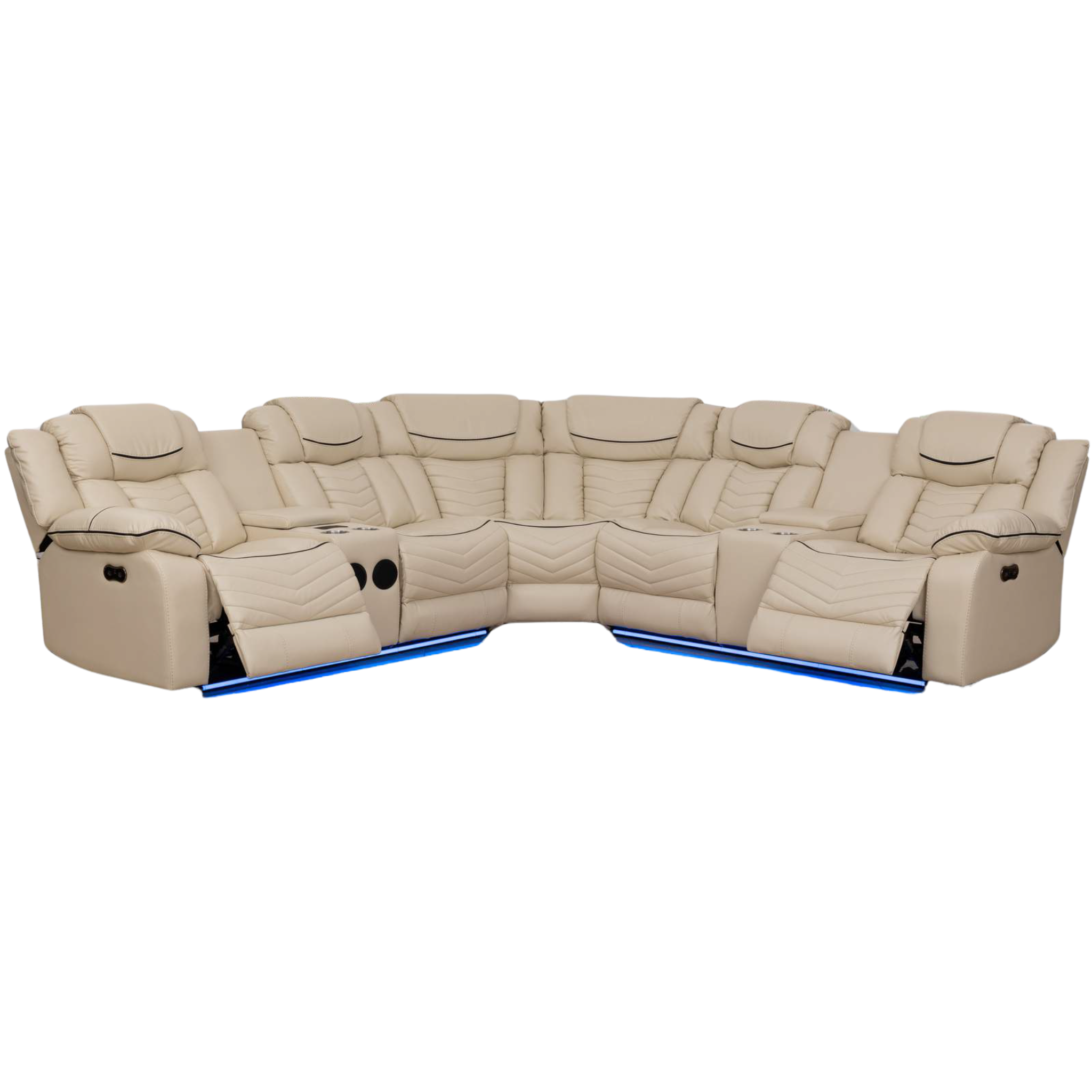 RICK - Canapé sectionnel inclinable avec cuir Air et LED beige