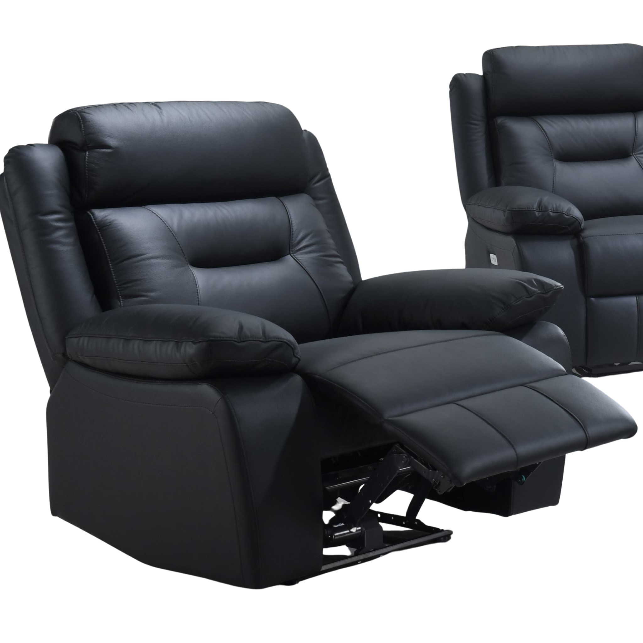 Fauteuil inclinable électrique en cuir véritable noir IF-8110
