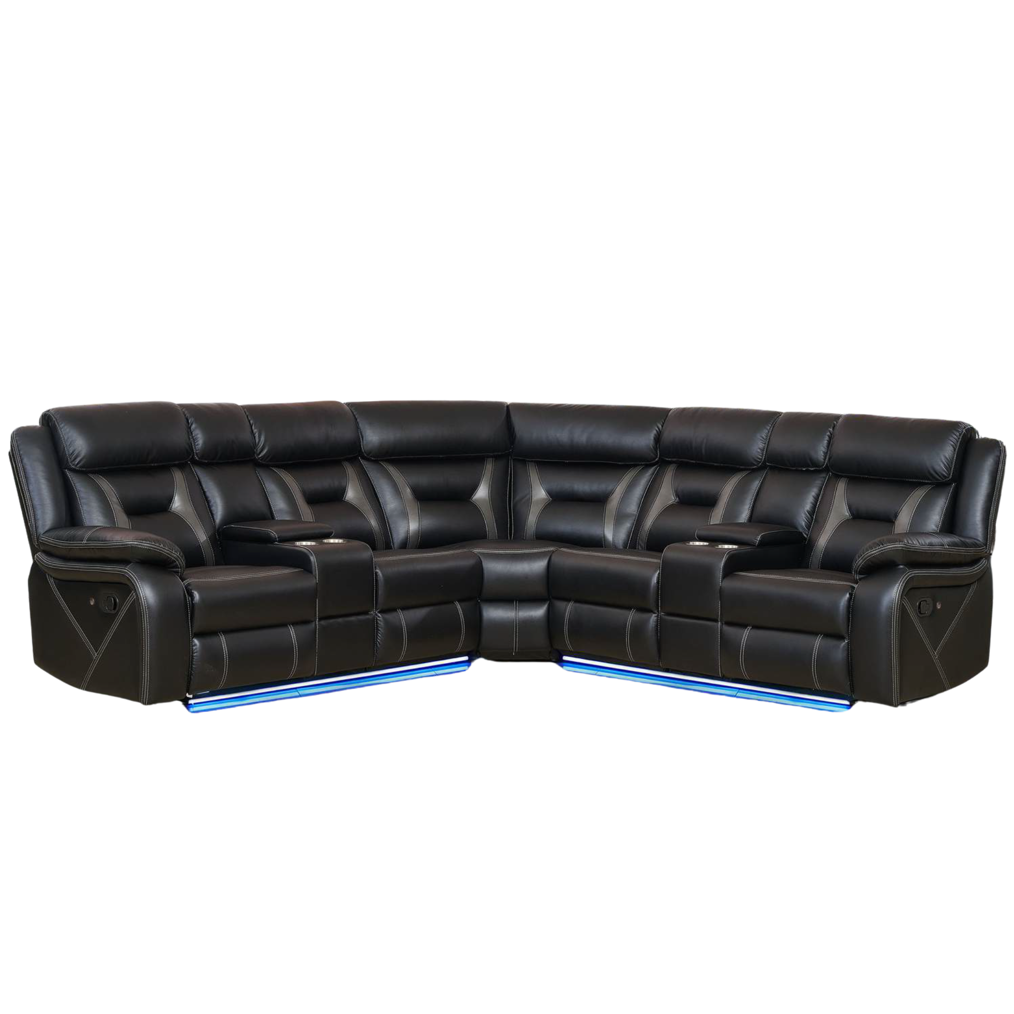 JOSEPH - Fauteuil inclinable sectionnel en cuir noir