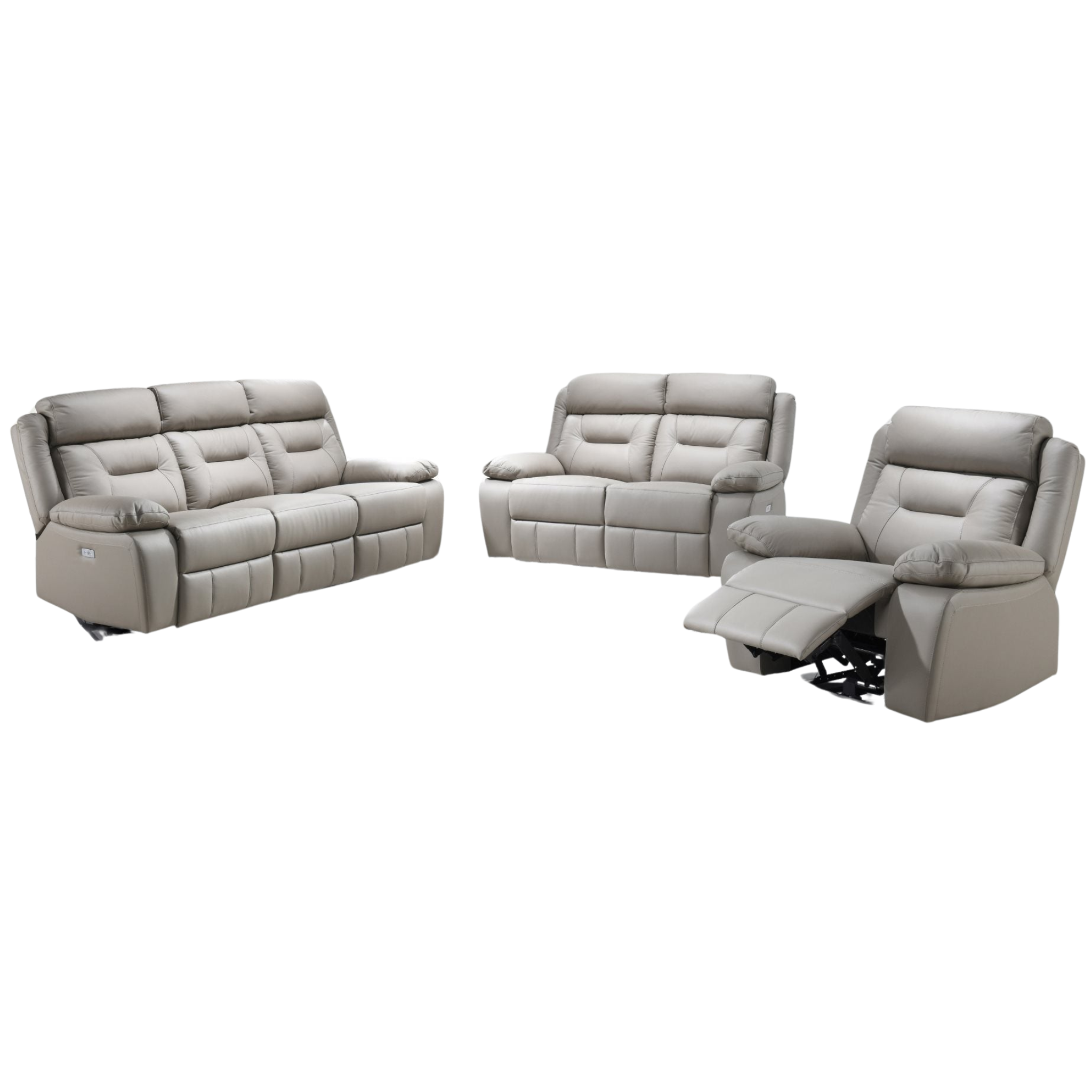 Ensemble de fauteuil inclinable électrique en cuir véritable couleur crème IF-8111