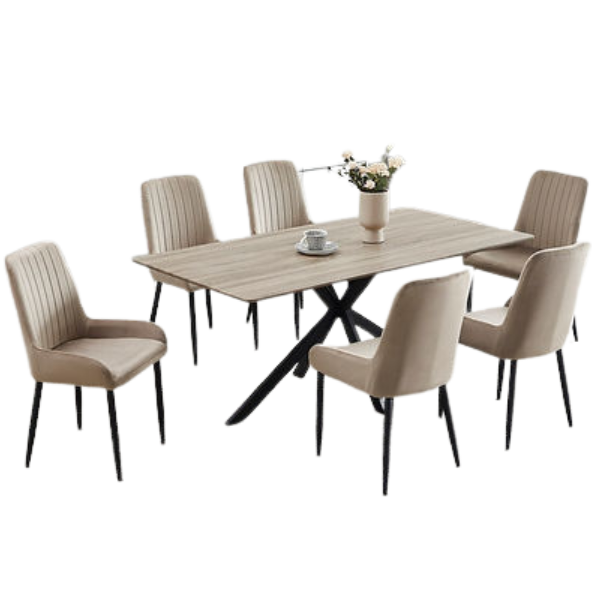 Table avec plateau en bois et pieds en acier noir T-1510 (table uniquement)