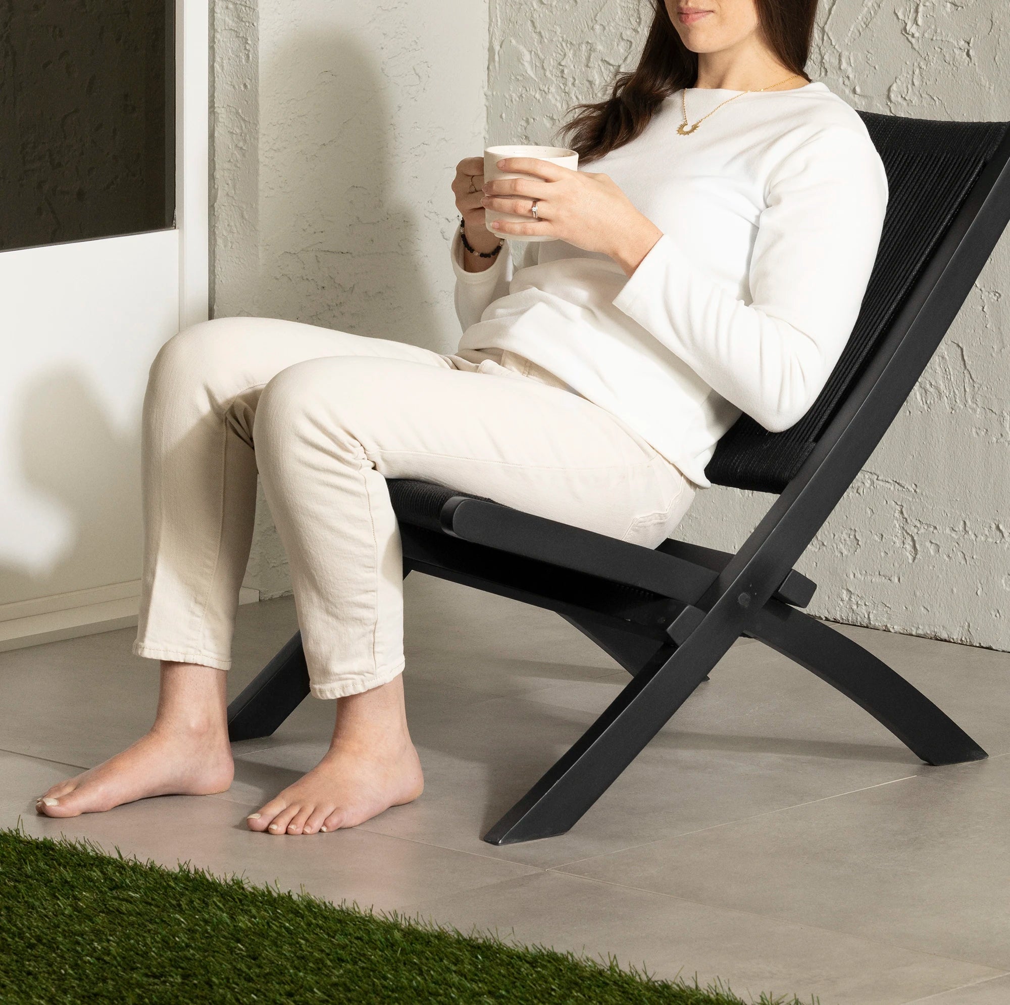 Wood and Rope Lounge Chair - Agave