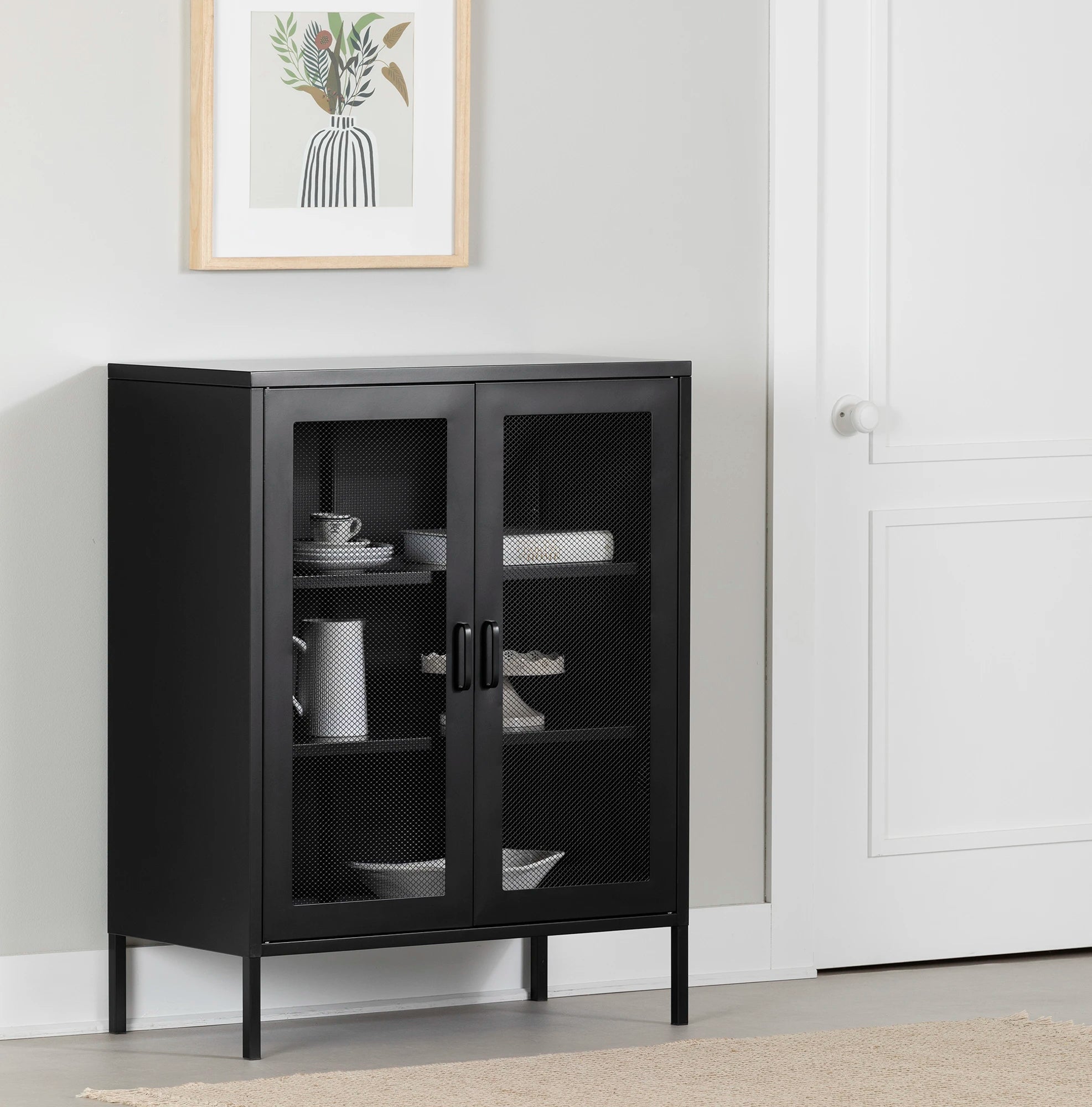 Metal Mesh 2-Door Storage Cabinet - Eddison