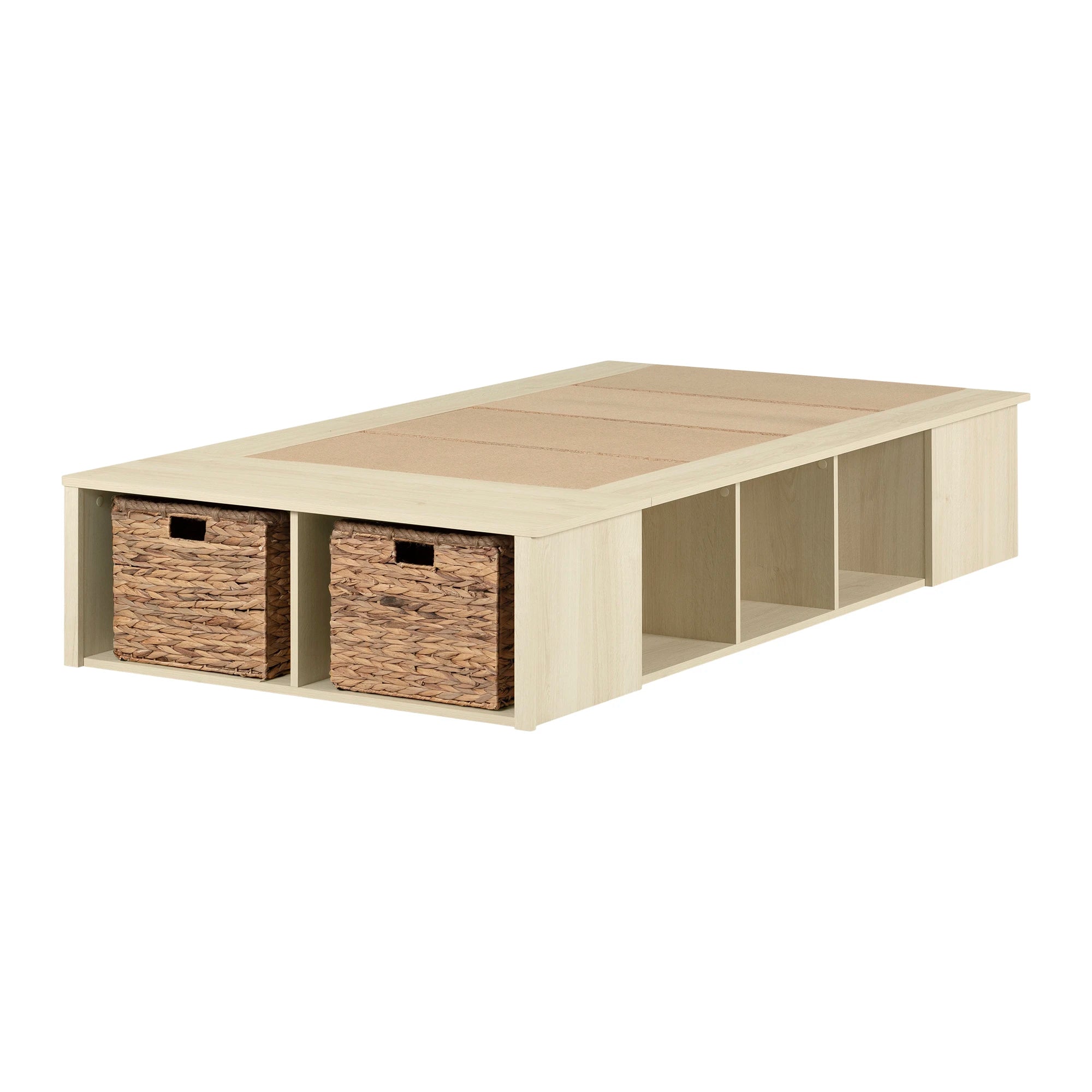 Storage Platform Bed with Wicker Baskets - Avilla