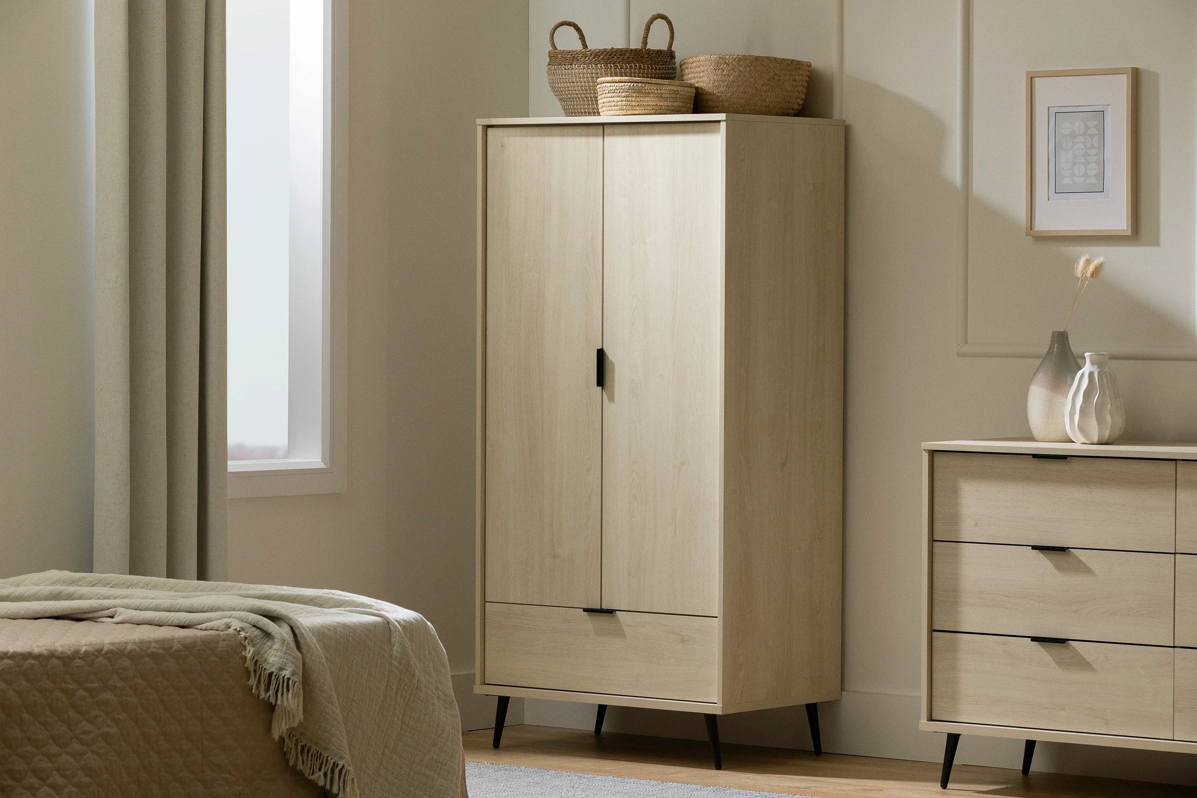 Wardrobe Armoire with Doors and Drawer - Oxford