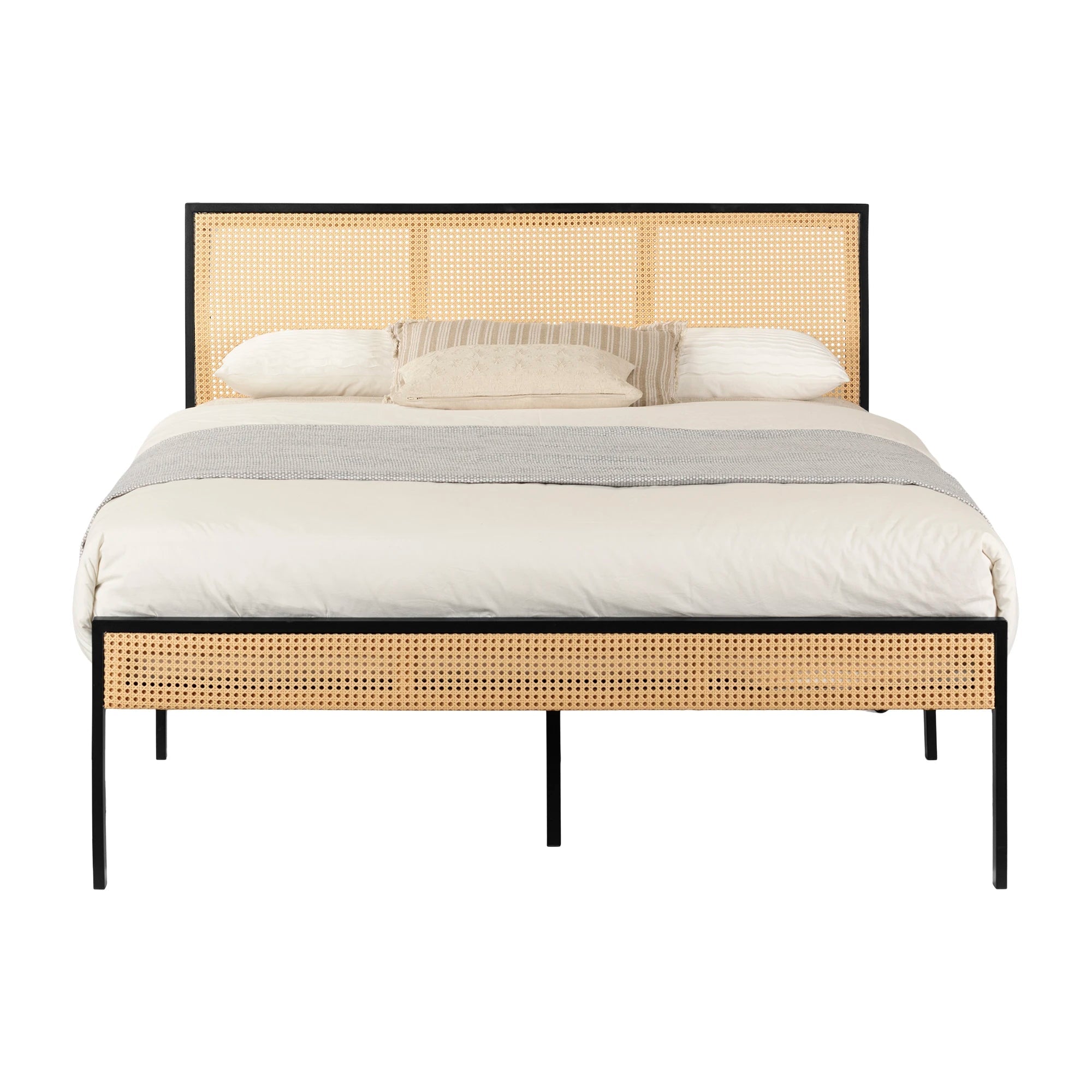 Metal Platform Bed with Natural Cane - Hoya