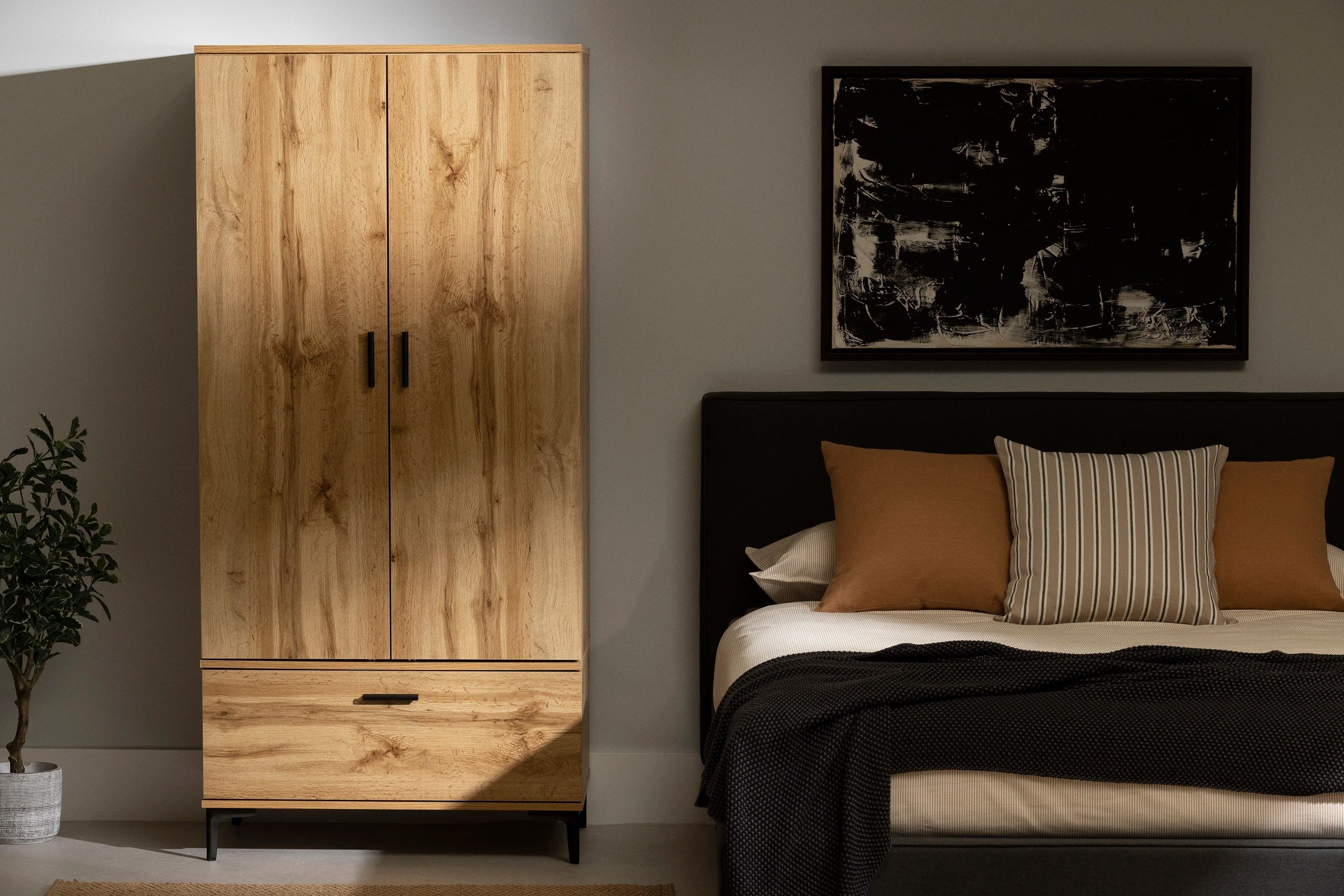 Wardrobe Armoire with Doors and Drawers - Musano