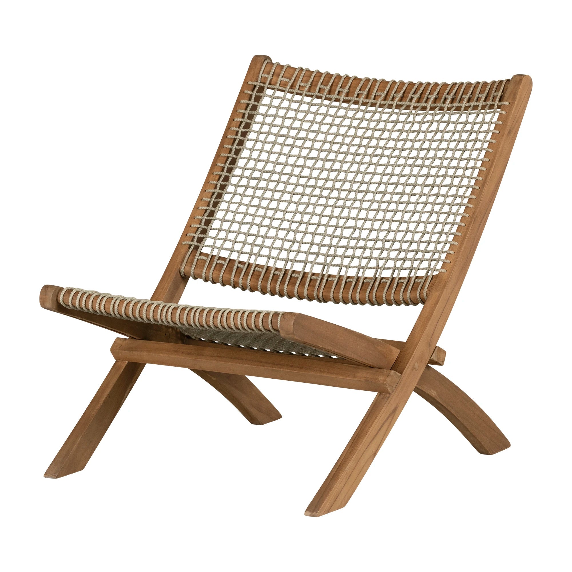 Wood and Woven Rope Lounge Chair - Balka