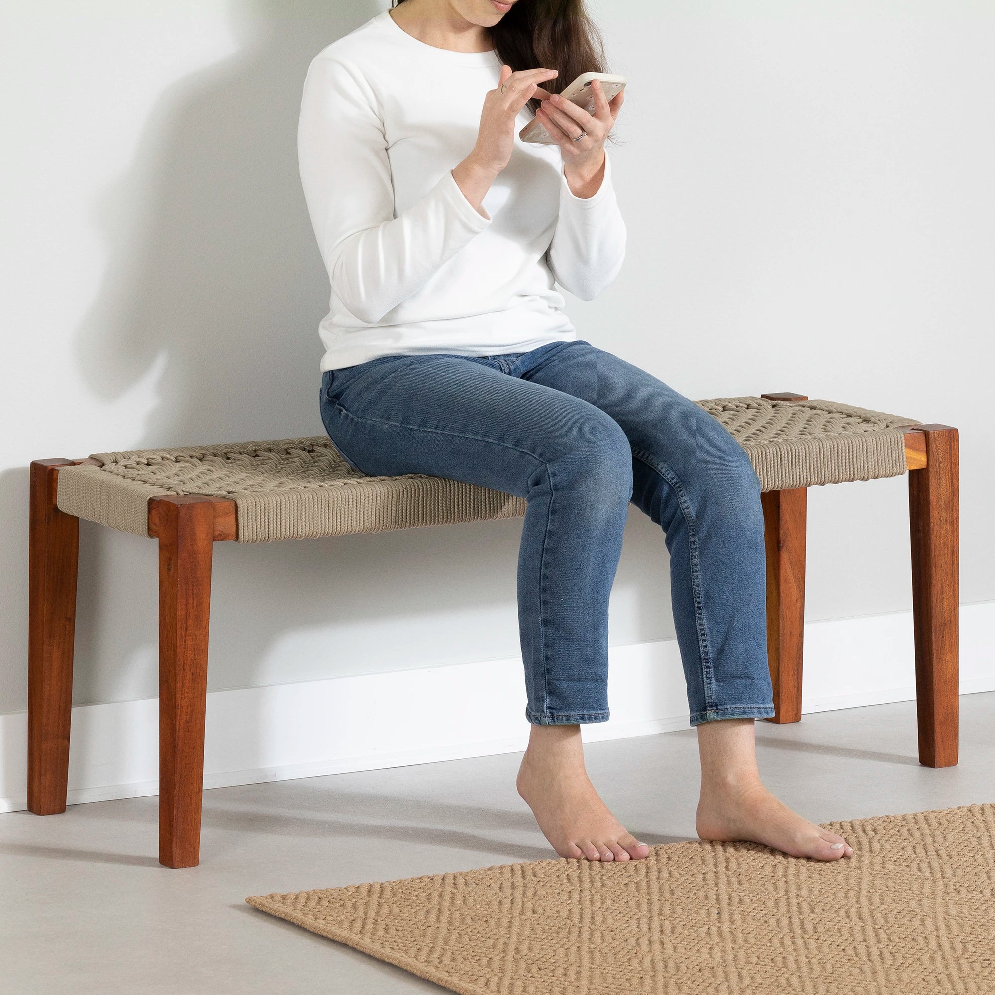 Wood and Rope Bench - Hoya