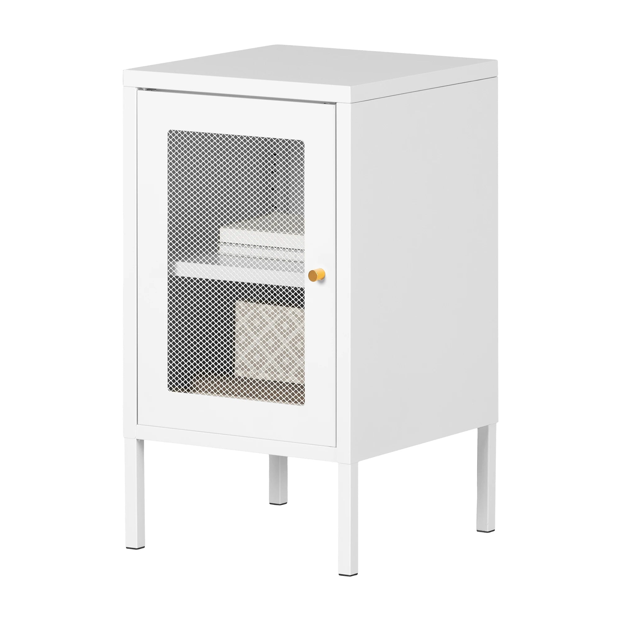 Metal Mesh 1-Door End Table - Crea