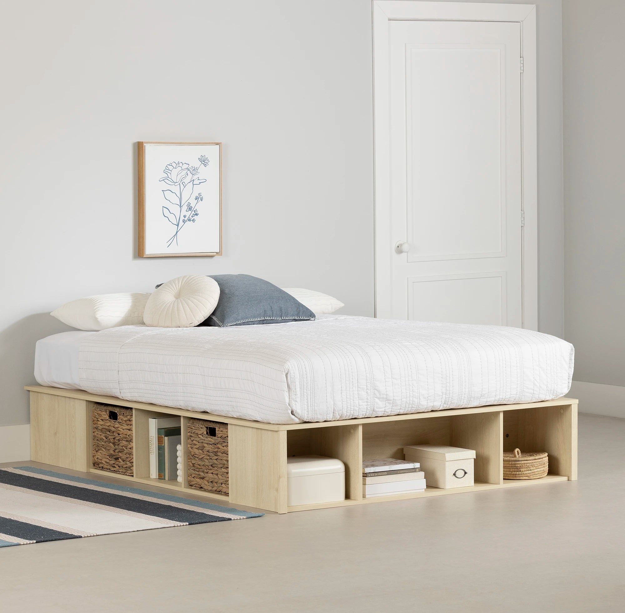 Storage Platform Bed with Wicker Baskets - Avilla