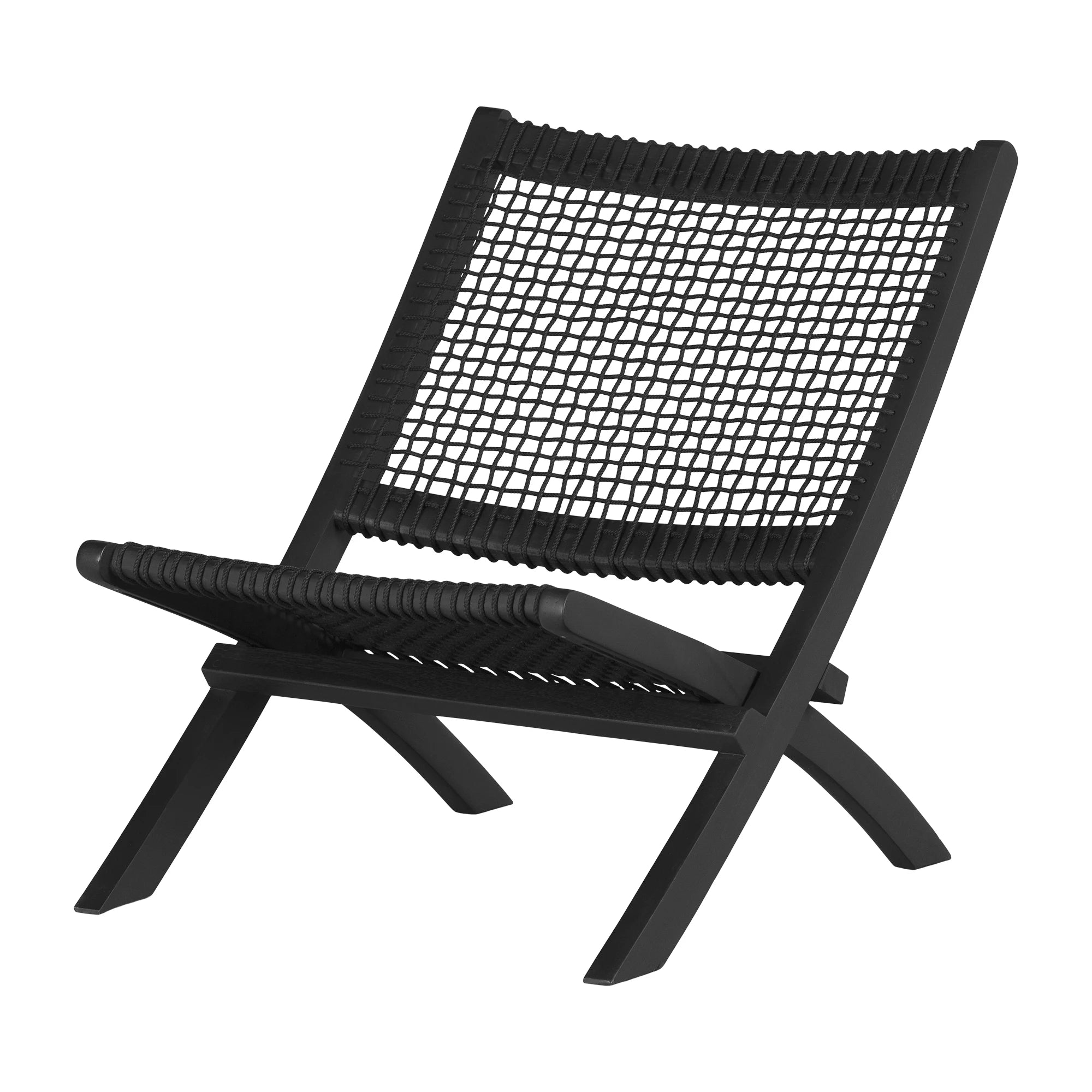 Wood and Woven Rope Lounge Chair - Balka