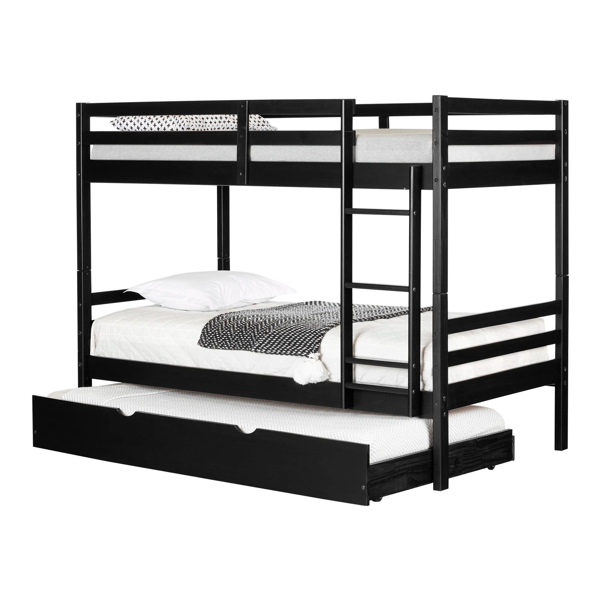 Solid Wood Bunk Bed with Trundle - Fakto