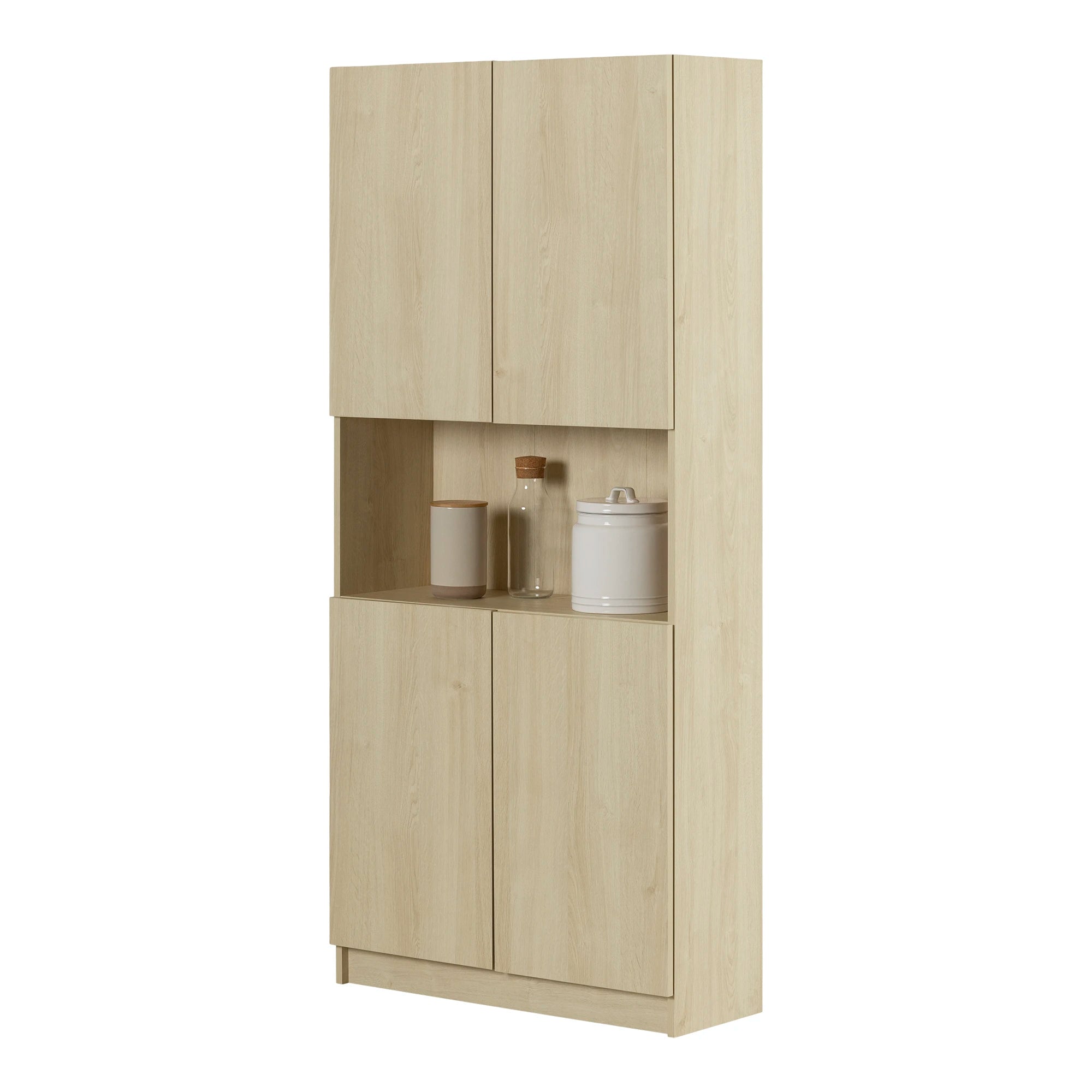 Armoire de rangement à 4 portes avec rangement ouvert - Arum