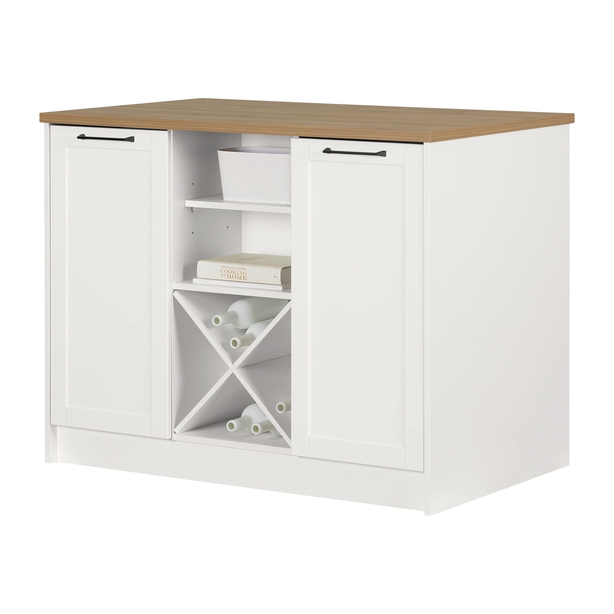 6-Drawer Kitchen Island with Doors and Wine Storage - Toscano