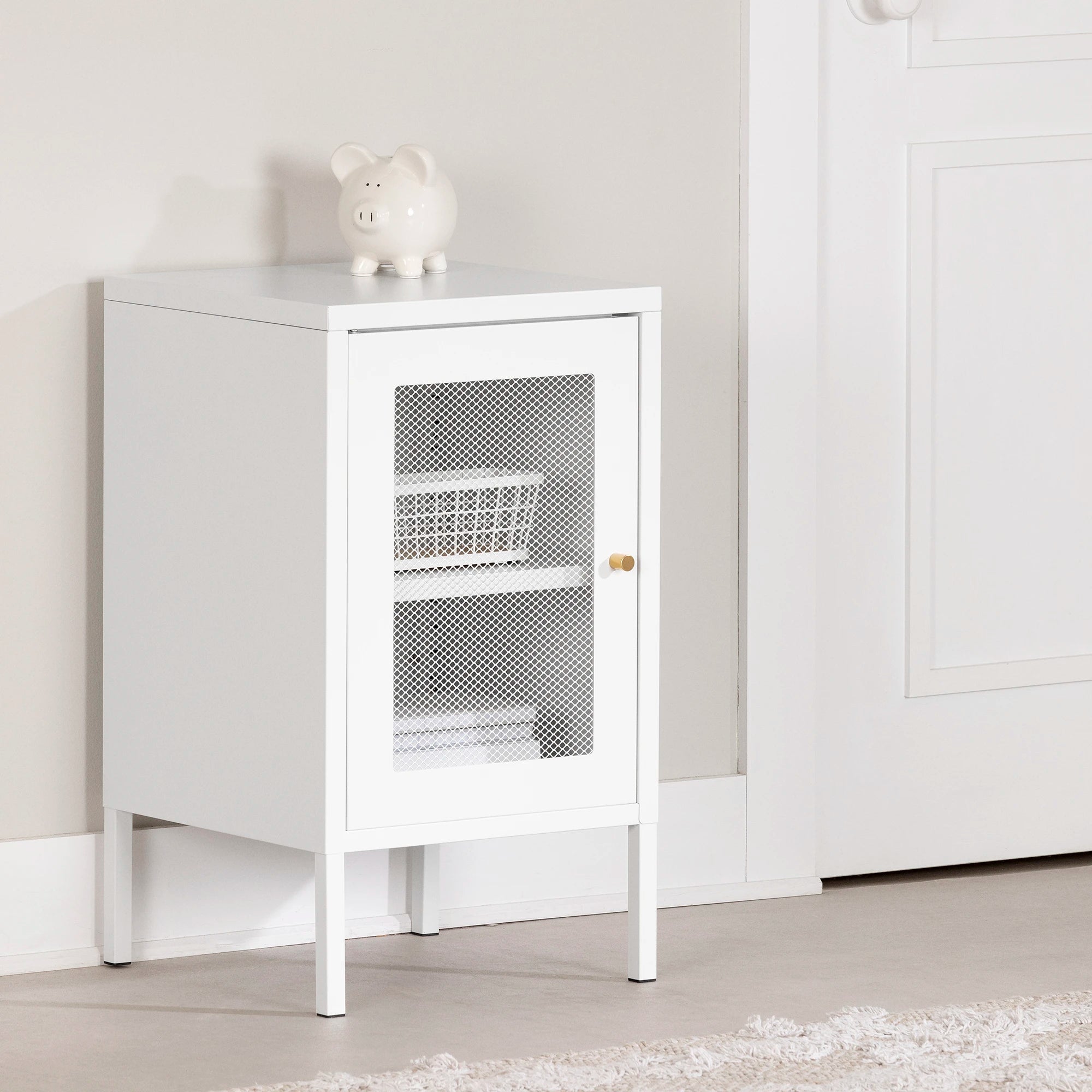 Metal Mesh 1-Door Nightstand - Dylane