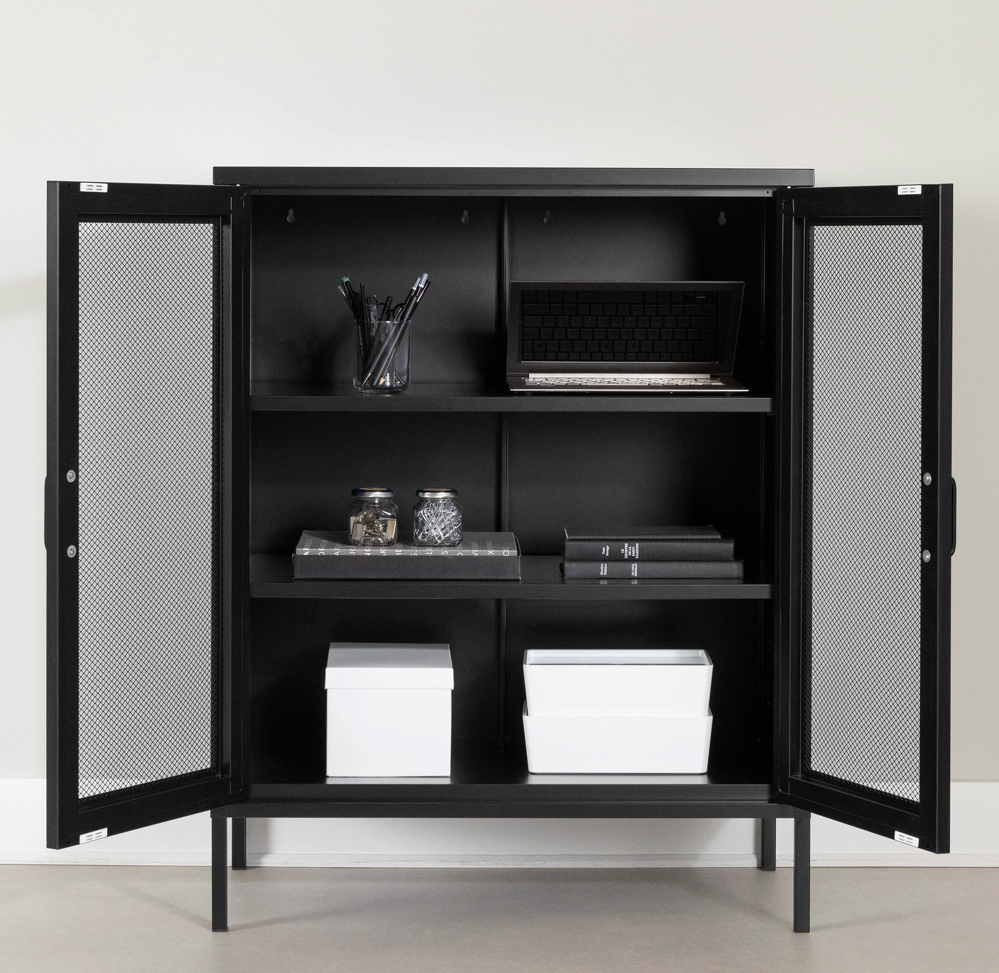 Metal Mesh 2-Door Accent Cabinet - Crea