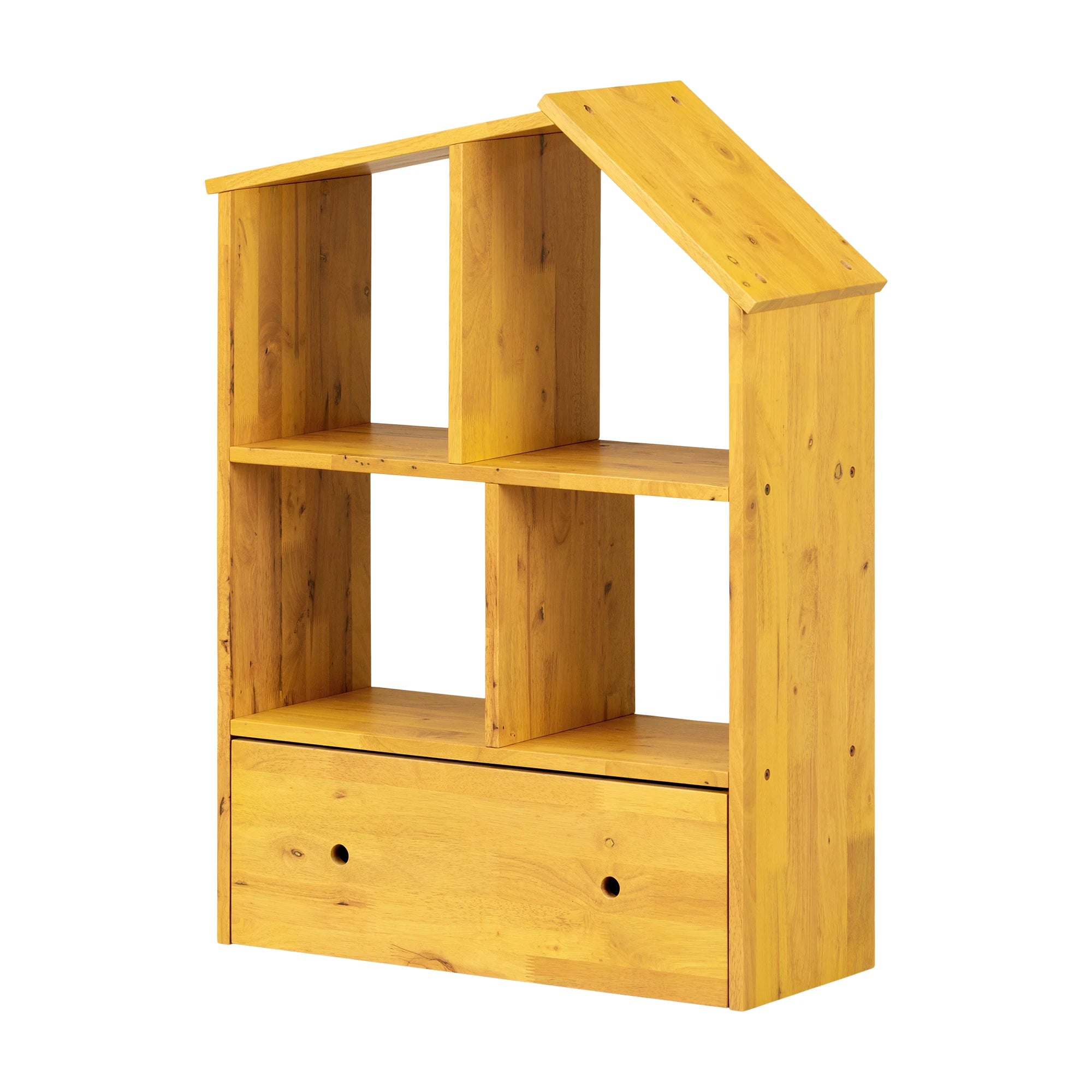 Solid Wood House Shaped Bookcase with Storage Bin - Sweedi