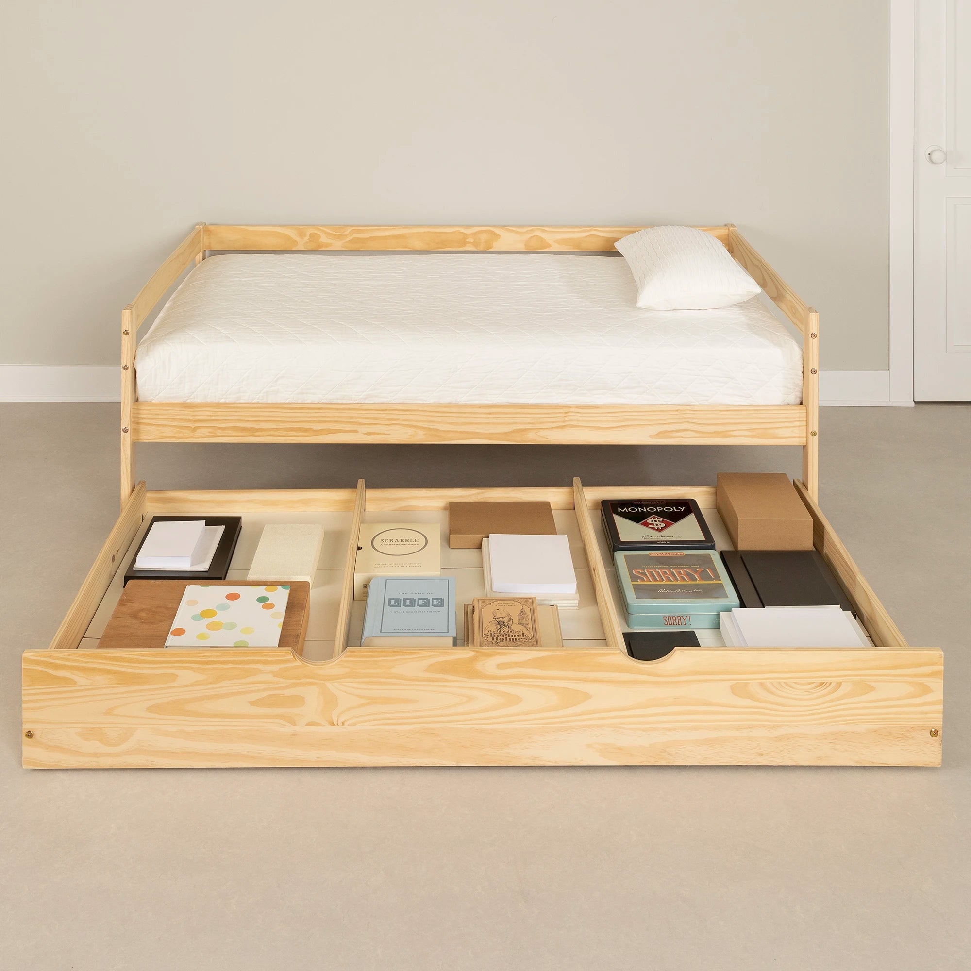 Solid Wood Daybed with Trundle Bed - Sweedi