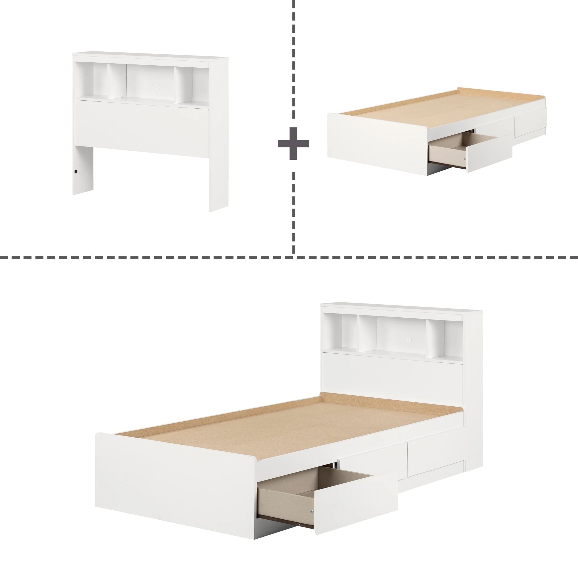 Mates Bed With Bookcase Headboard Set - Reevo