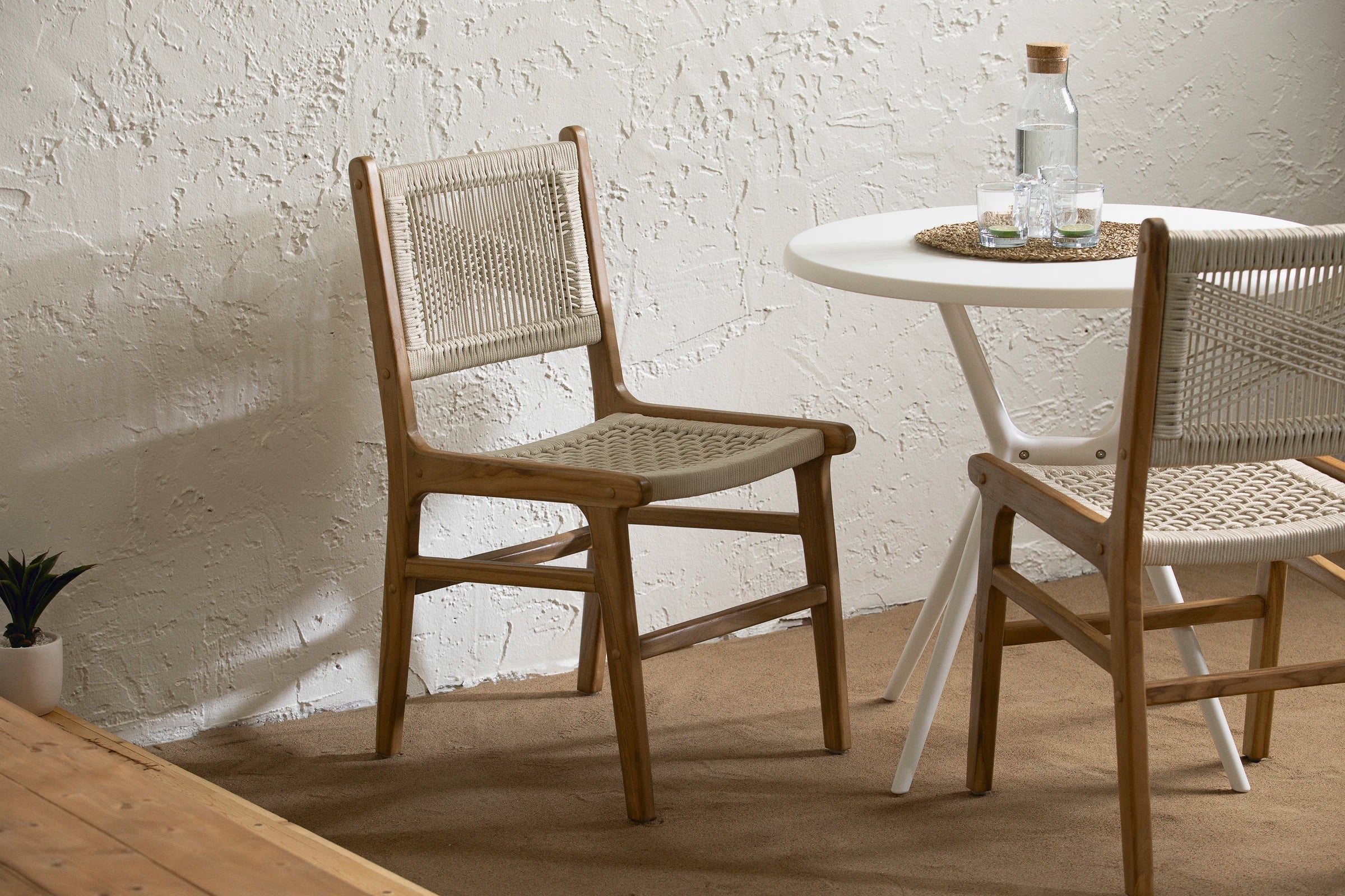 Woven Rope and Teak Dining Chair, Set of 2 - Agave