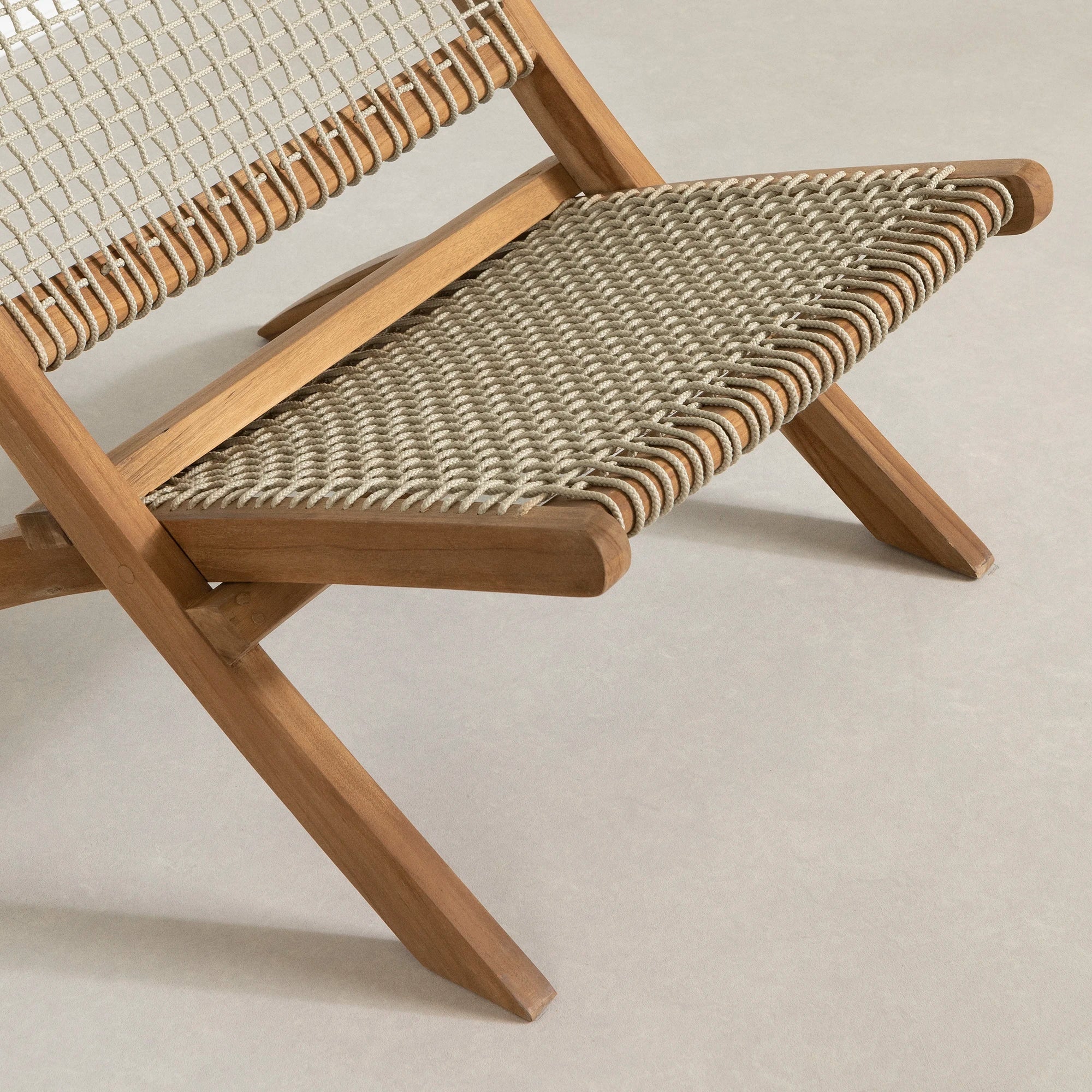 Wood and Woven Rope Lounge Chair - Balka