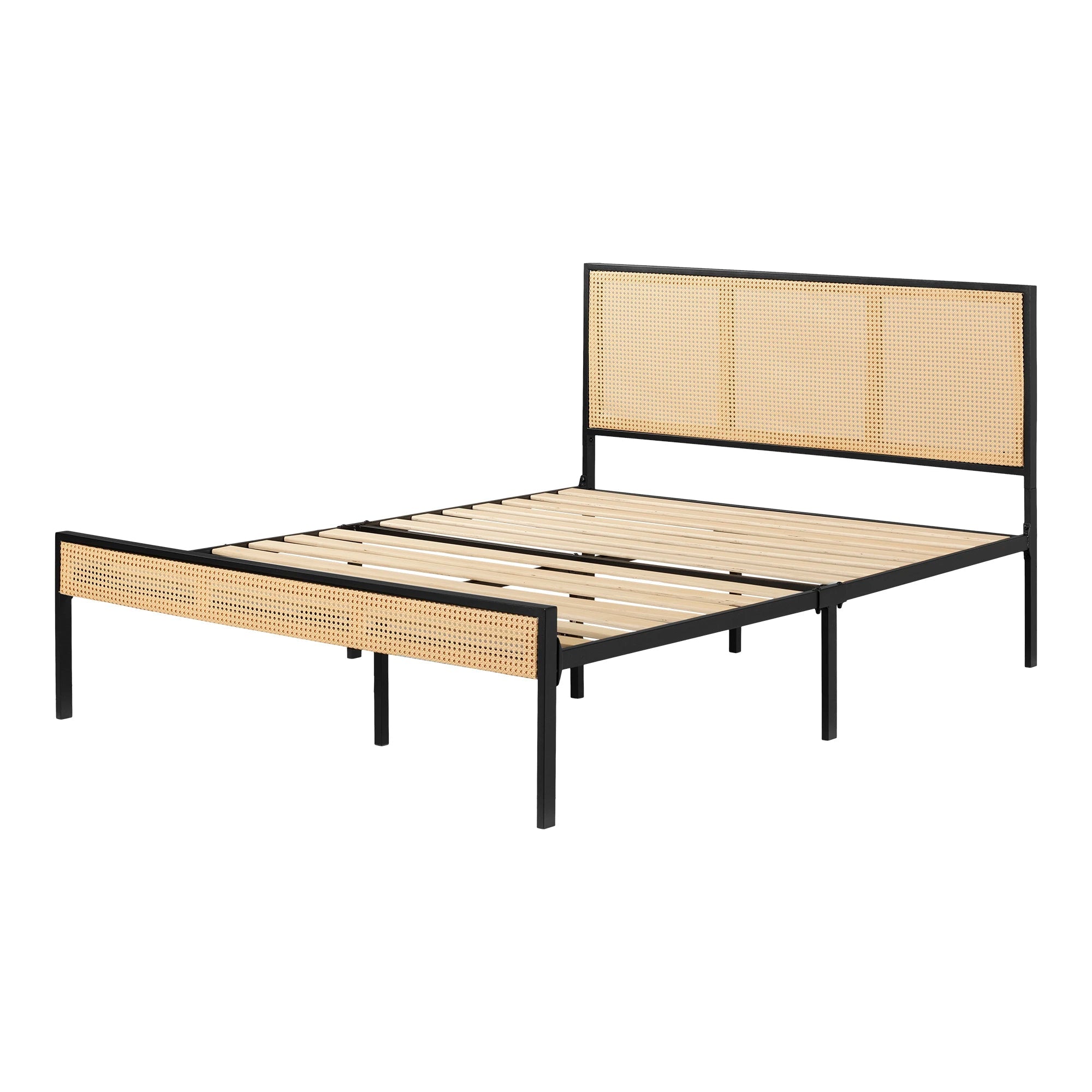 Metal Platform Bed with Natural Cane - Hoya