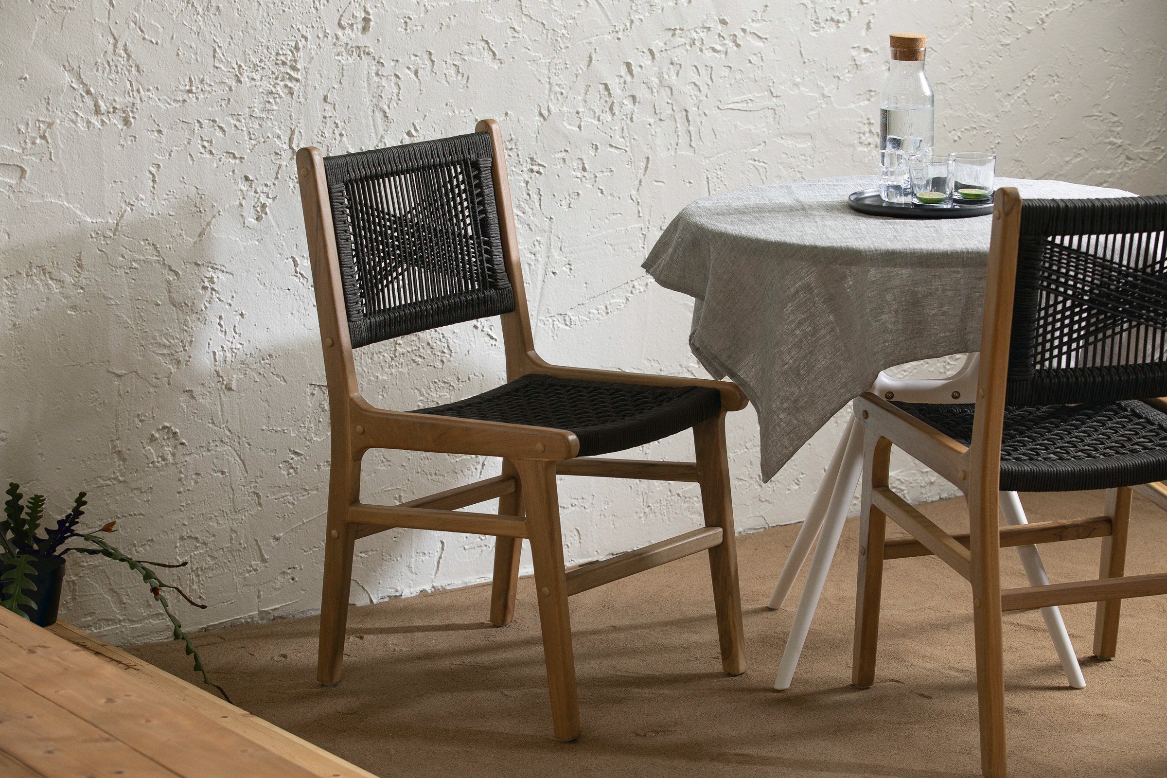 Woven Rope and Teak Dining Chair, Set of 2 - Agave