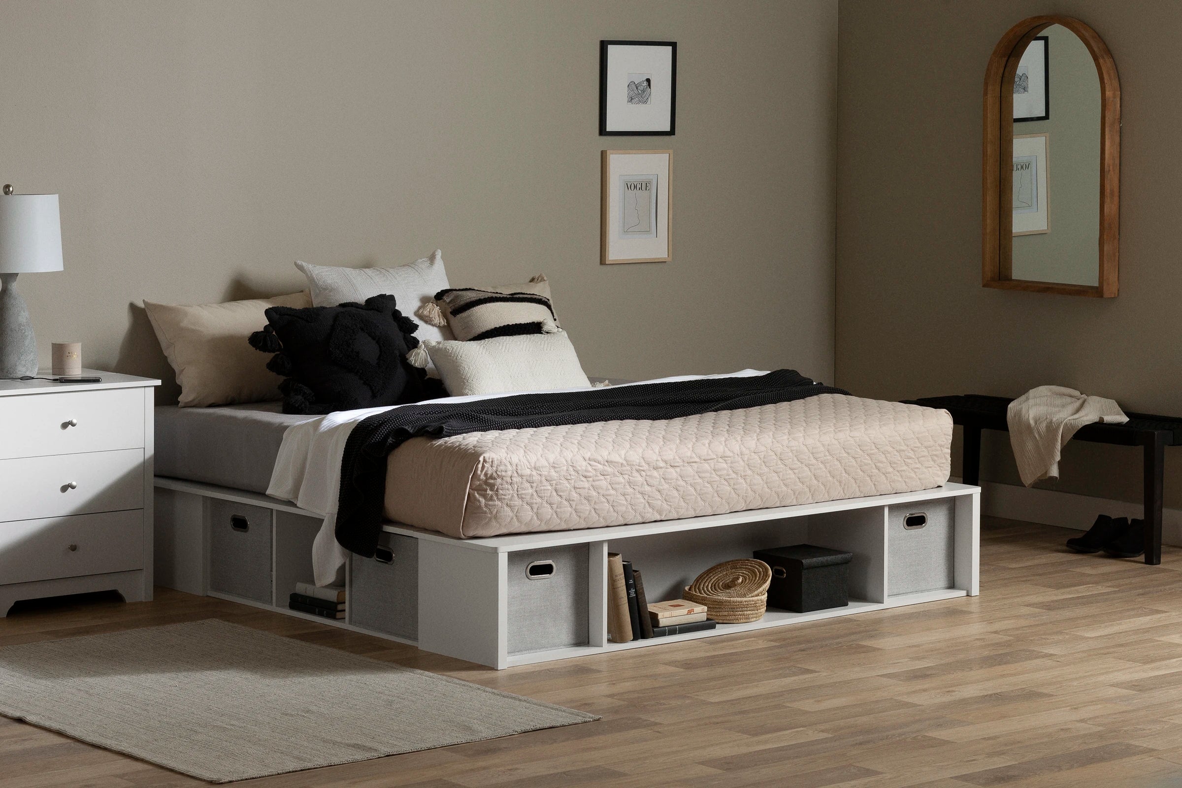 Storage Platform Bed with Baskets - Flexible