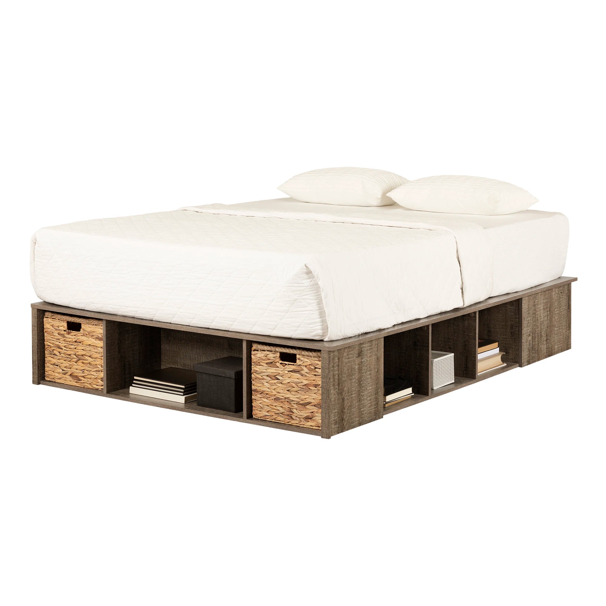 Storage Platform Bed with Wicker Baskets - Versa