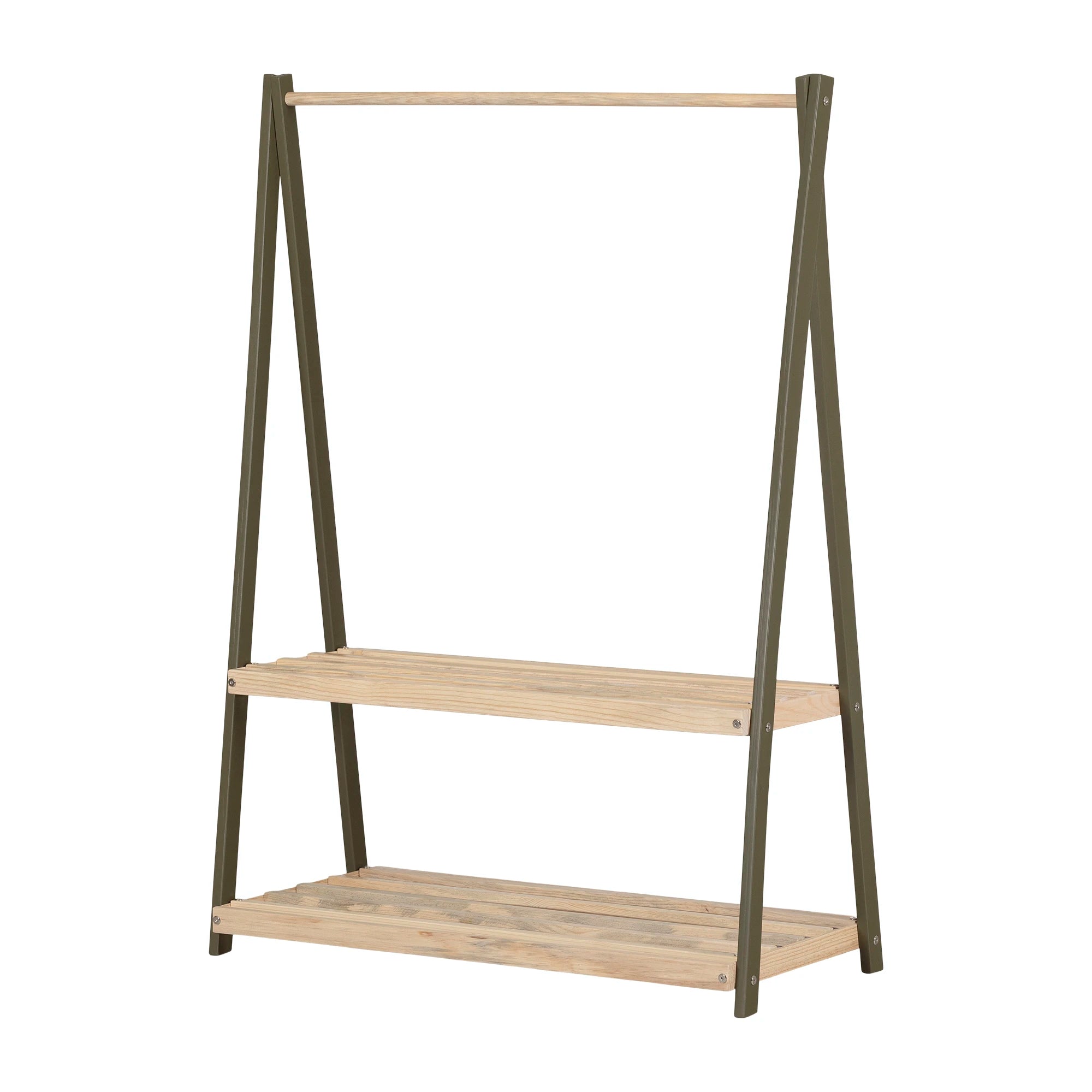 Wooden Clothes Rack with Storage Shelves for Kids - Sweedi