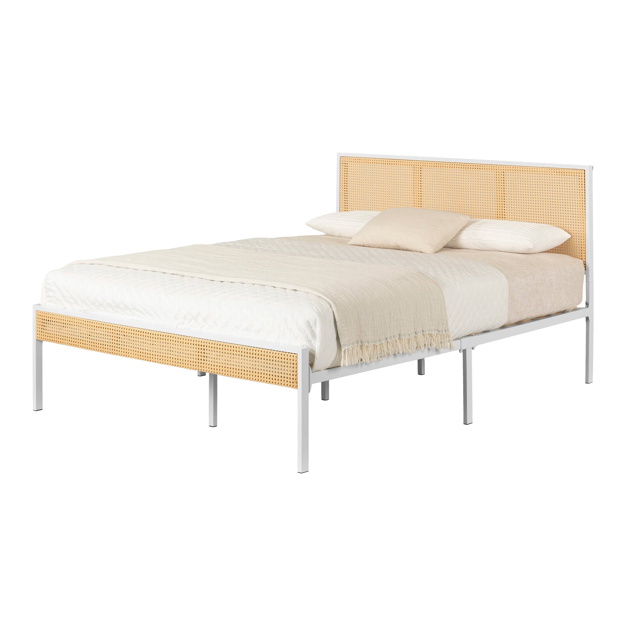 Metal Platform Bed with Natural Cane - Hoya