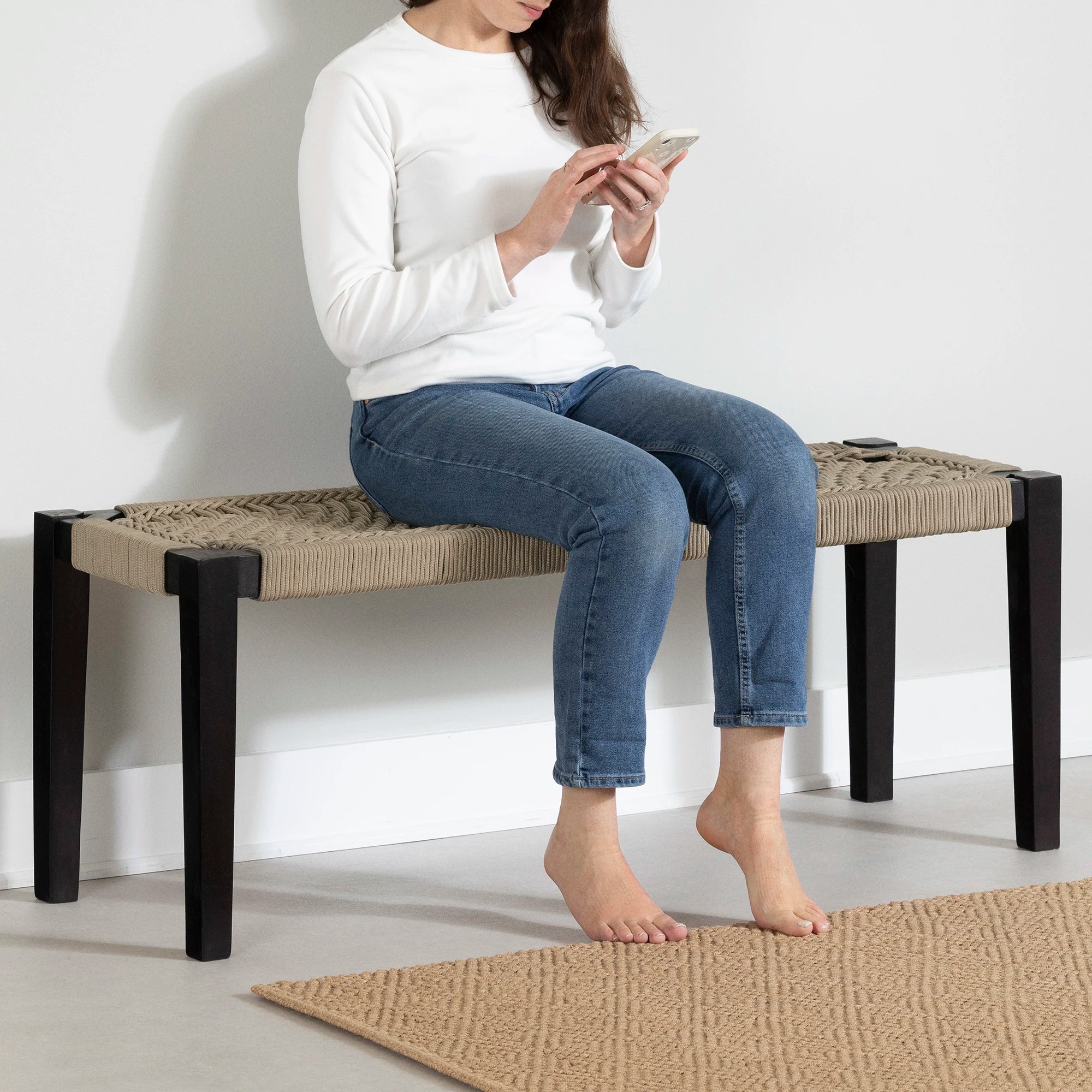 Wood and Rope Bench - Hoya