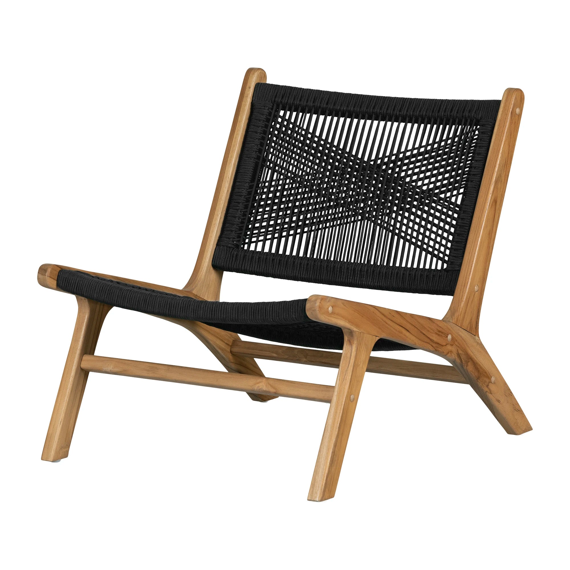 Teak Wood and Woven Rope Lounge Chair - Balka