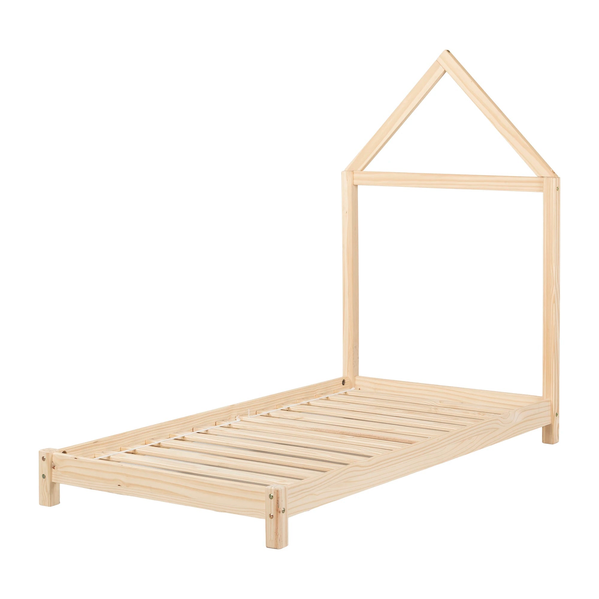 Solid Wood Bed with House Frame Headboard - Sweedi