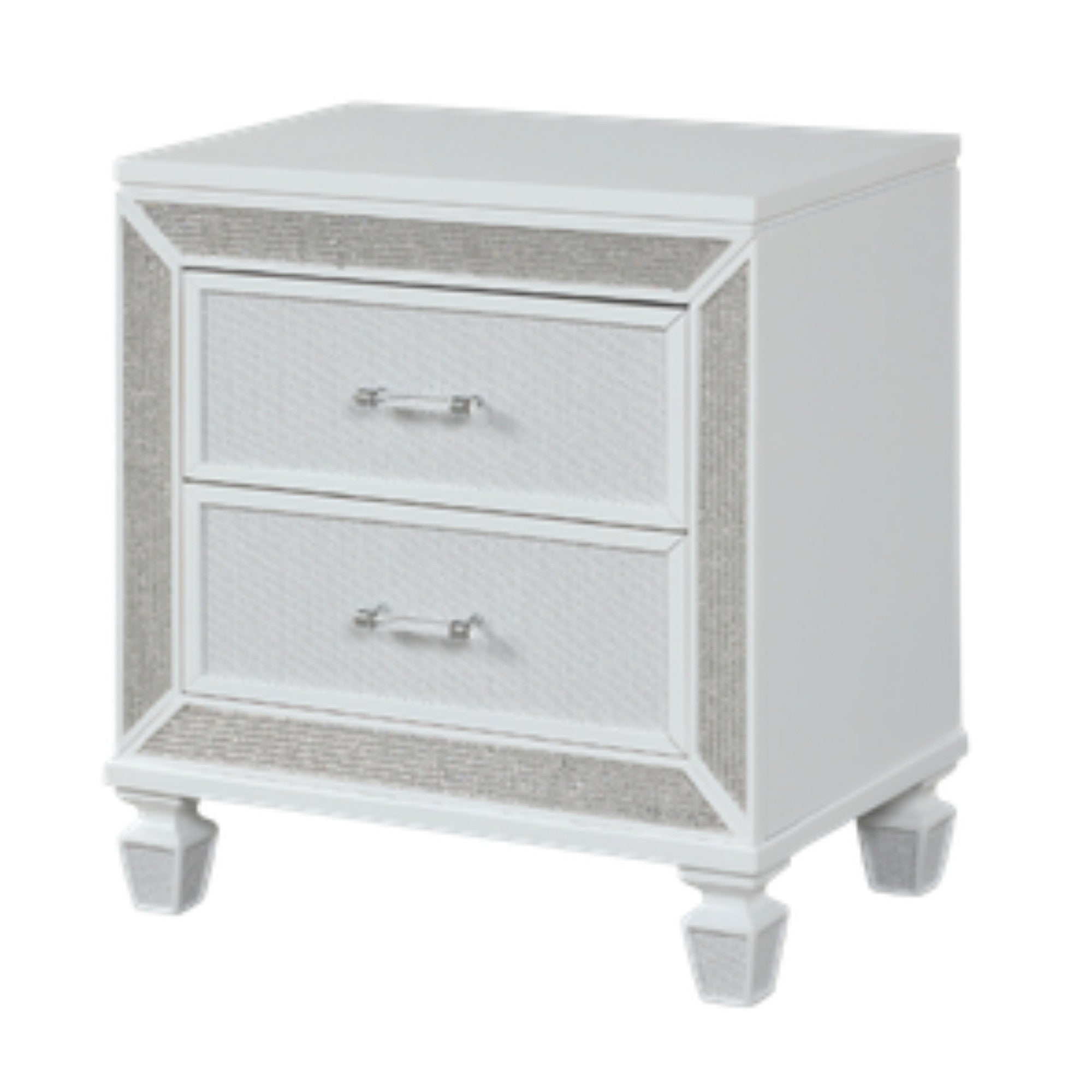 Radova – Ensemble de chambre queen blanc cristal LED bois laqué