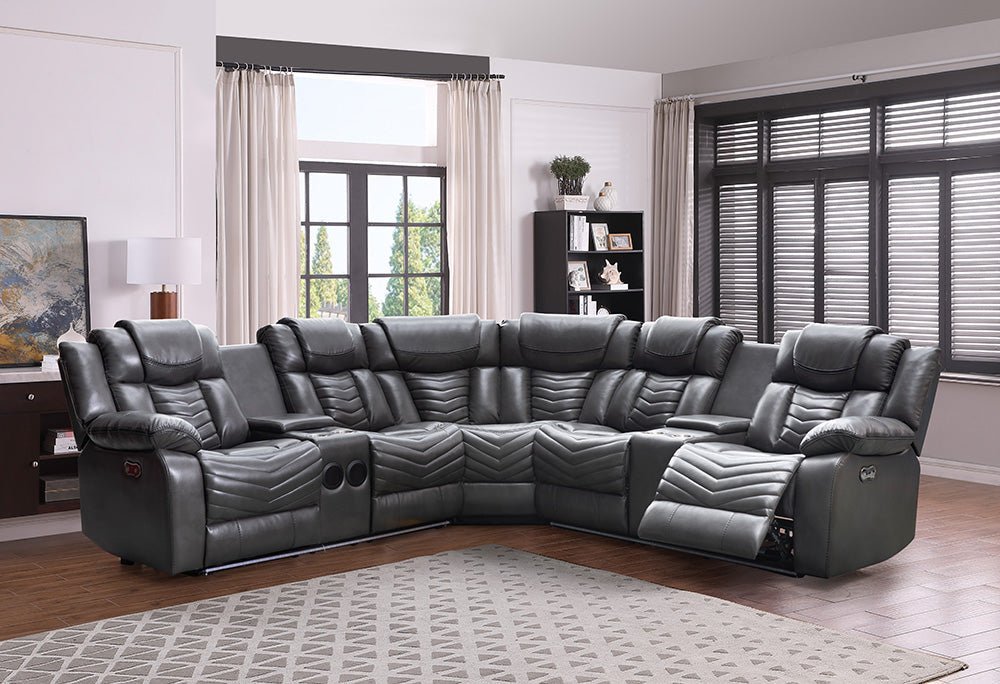 RICK - Recliner Sofa Sectional with Air Leather & LED