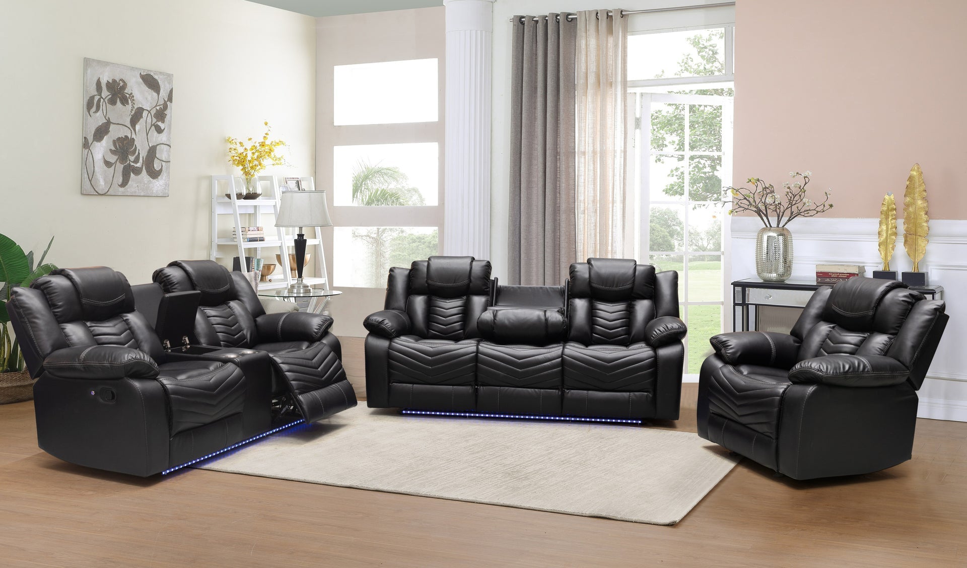 ROGER - Recliner Sofa Set in Air Leather