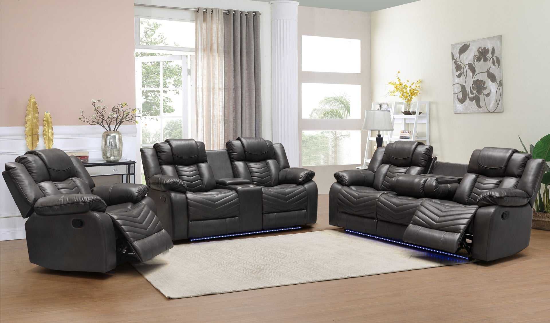 ROGER - Recliner Sofa Set in Air Leather