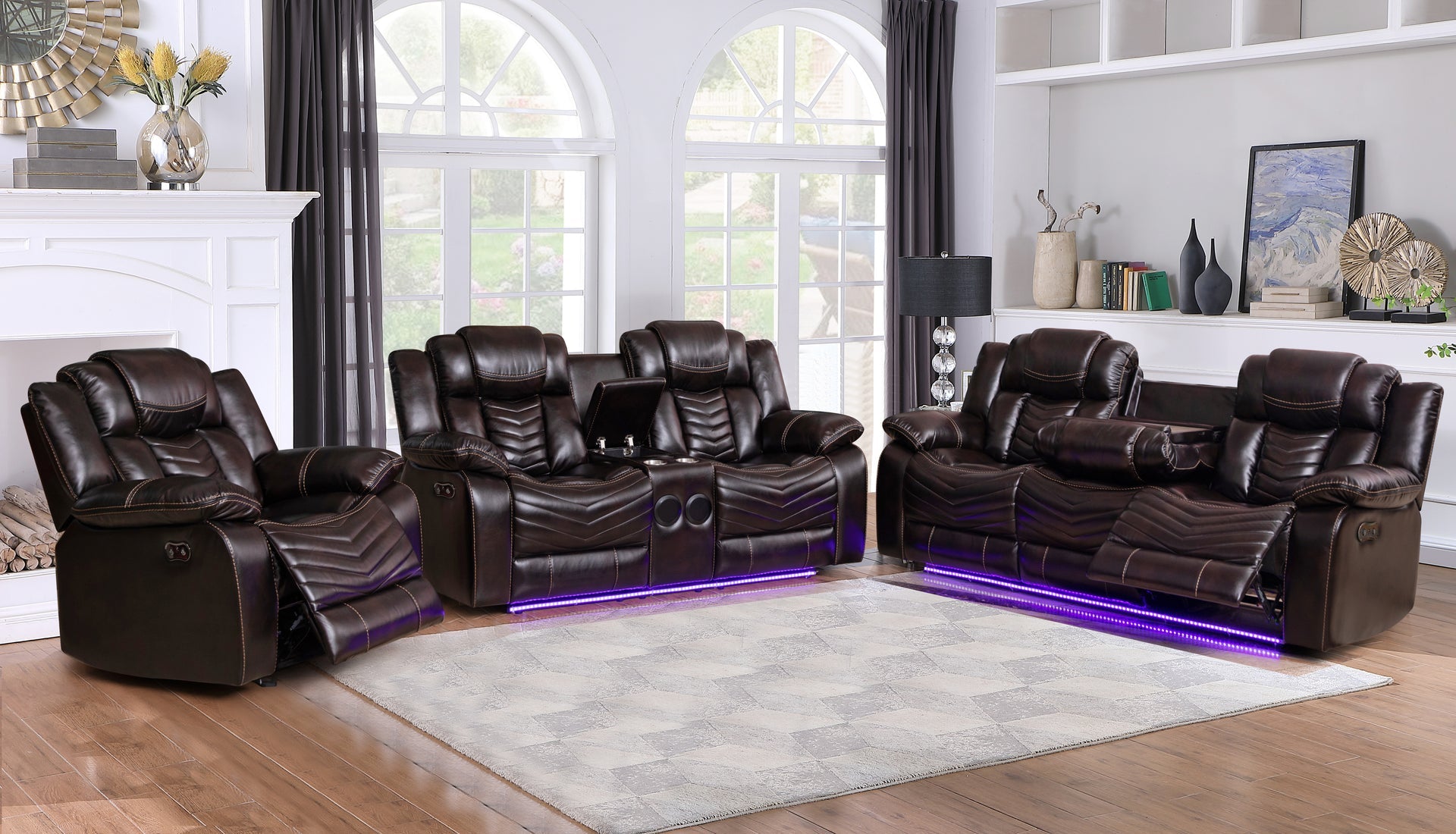 ROGER-PRO - Power Recliner Sofa Set in Air Leather