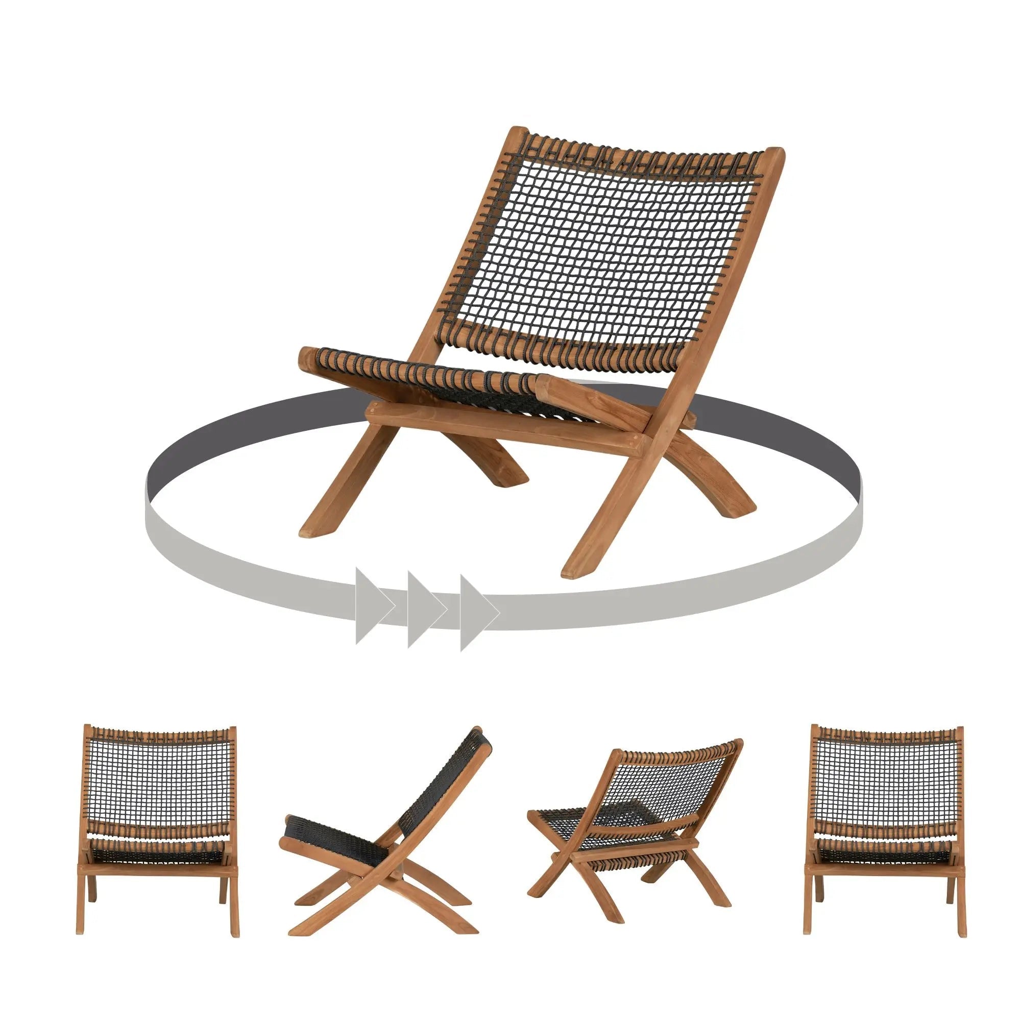 Wood and Woven Rope Lounge Chair - Balka