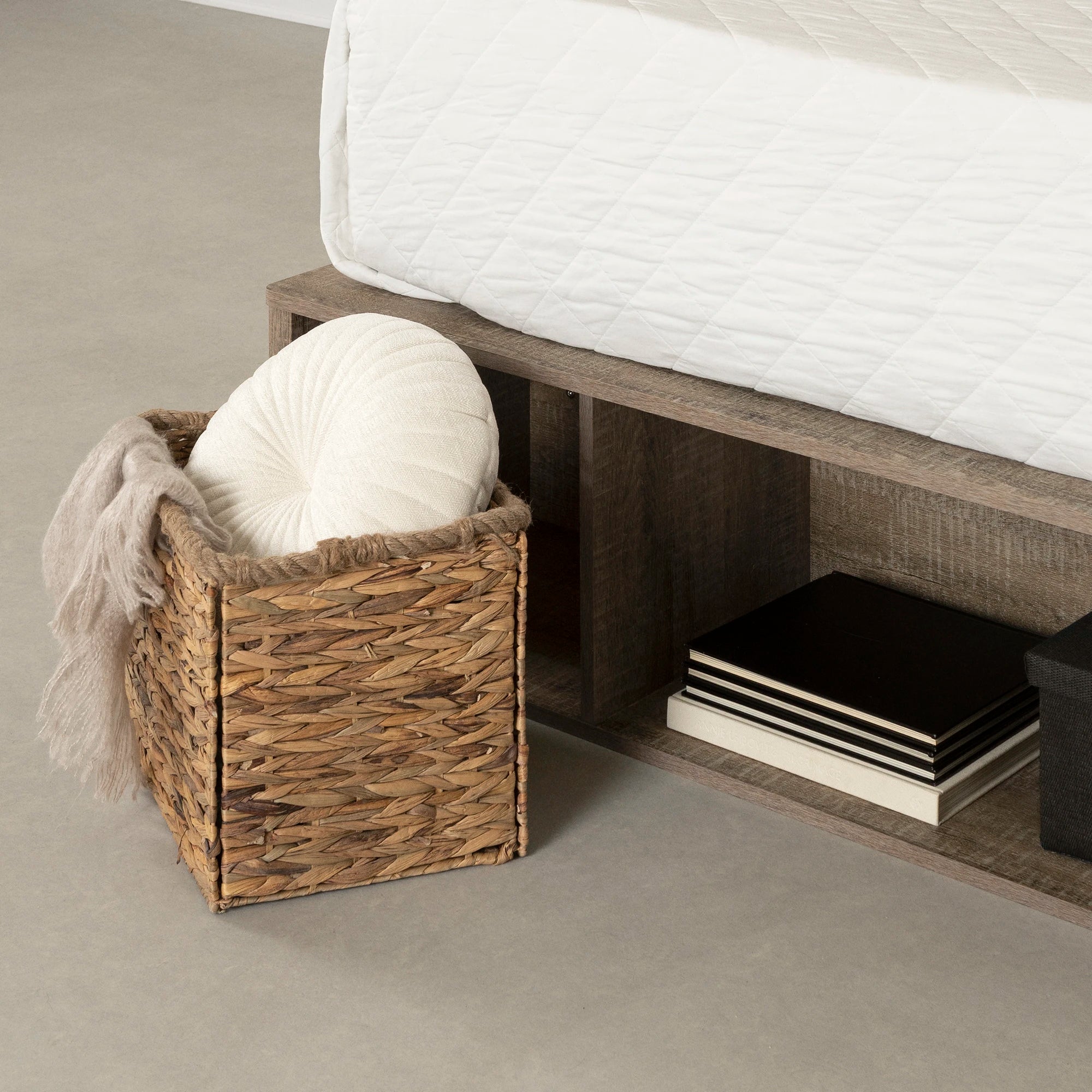 Storage Platform Bed with Wicker Baskets - Versa