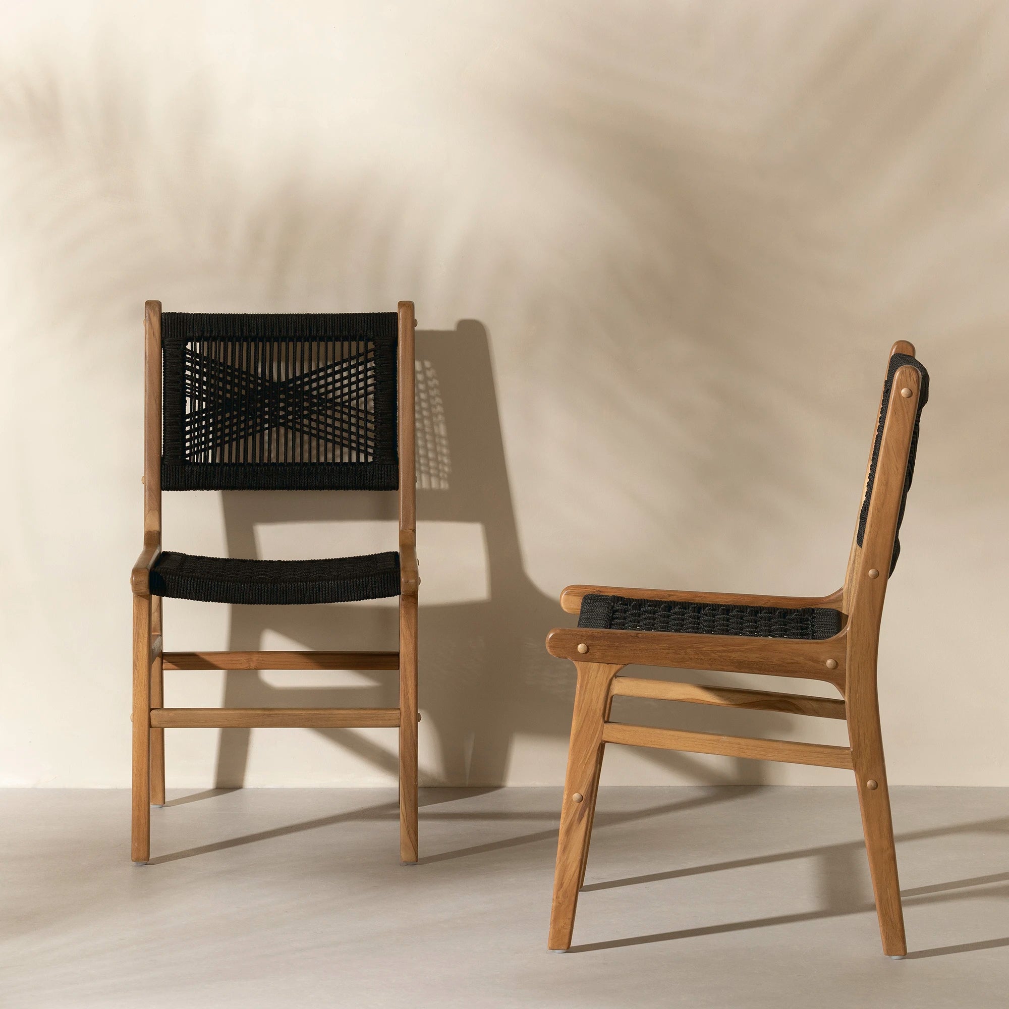 Woven Rope and Teak Dining Chair, Set of 2 - Agave