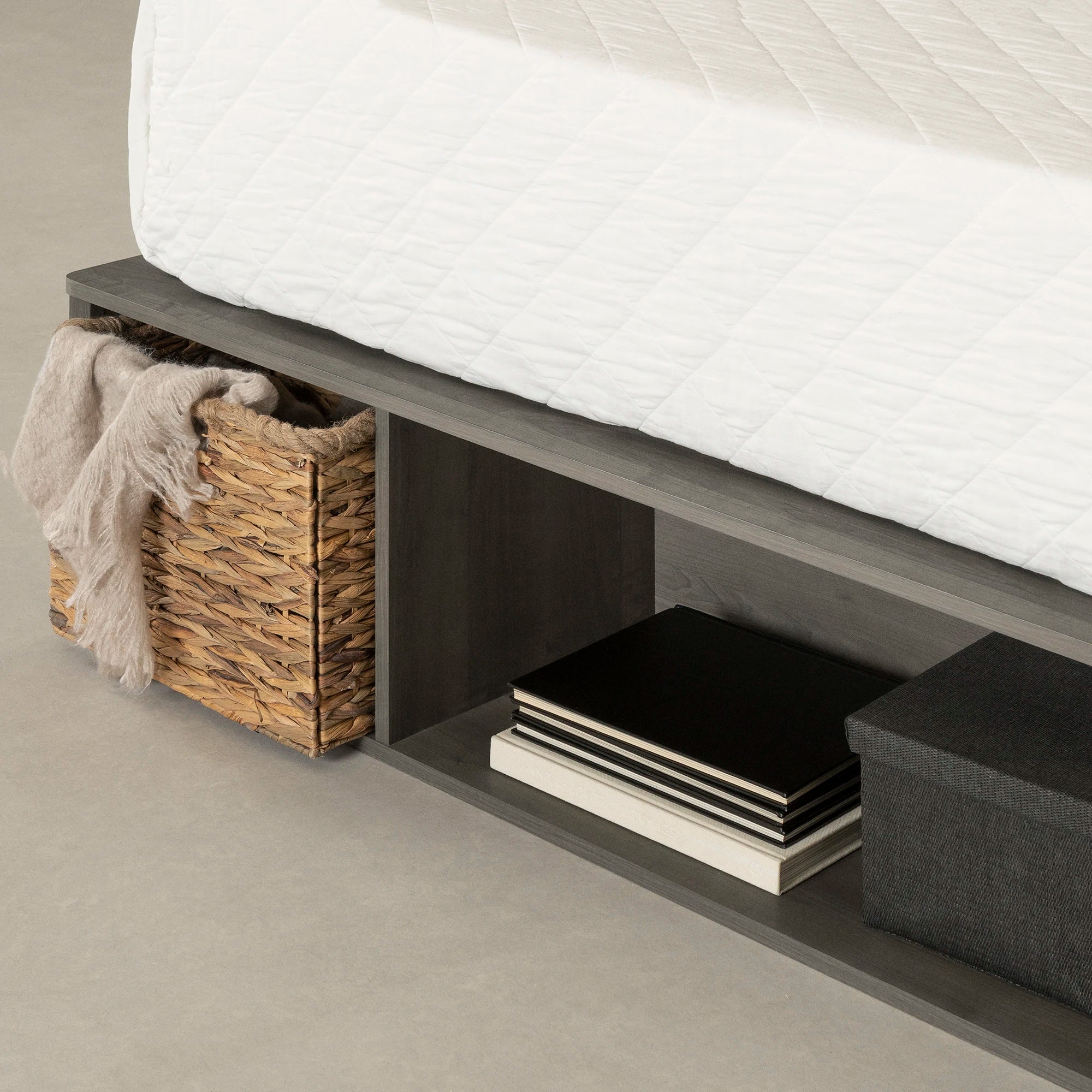 Storage Platform Bed with Wicker Baskets - Versa