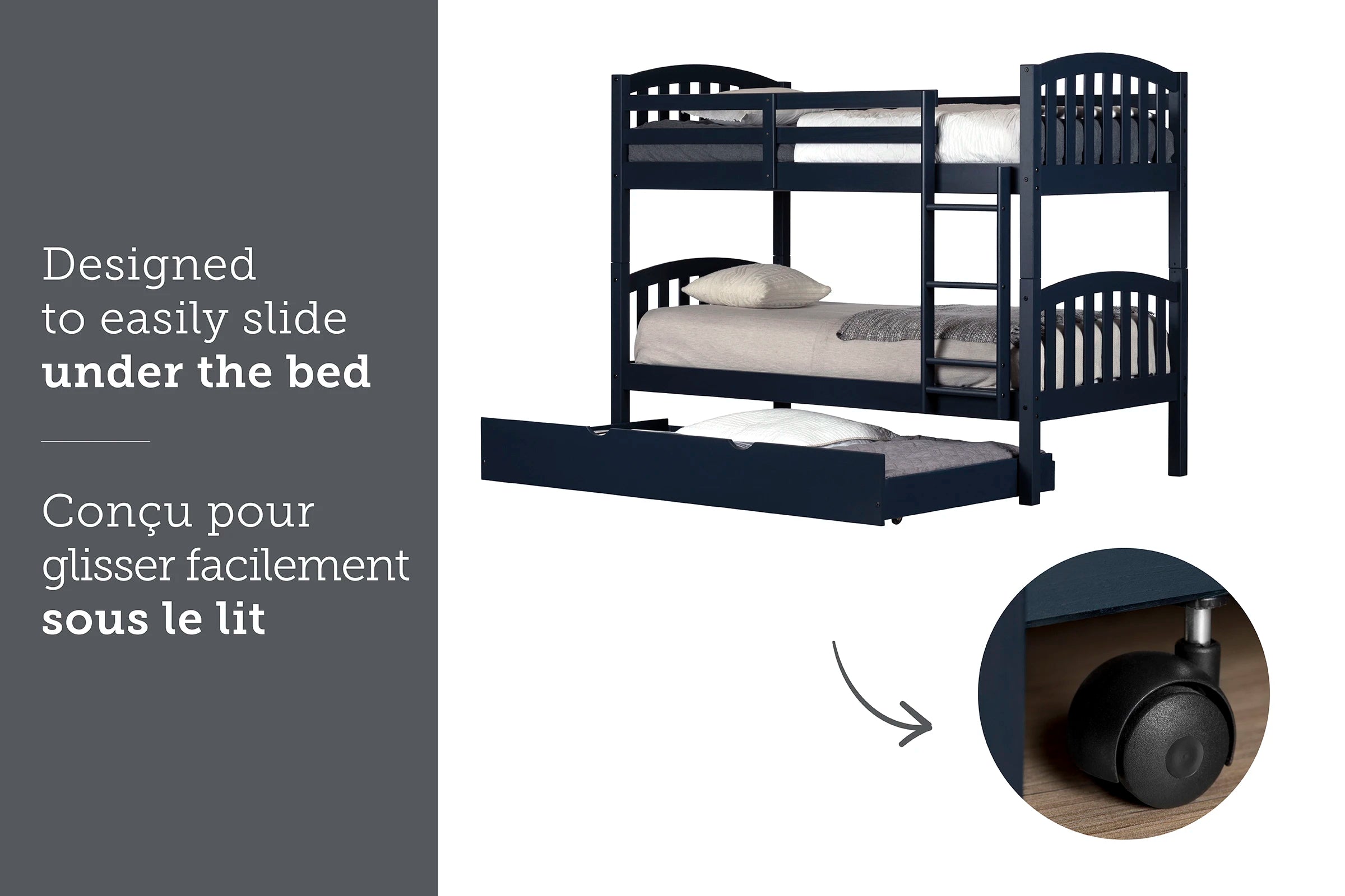 Solid Wood Bunk Bed with Trundle - Ulysses