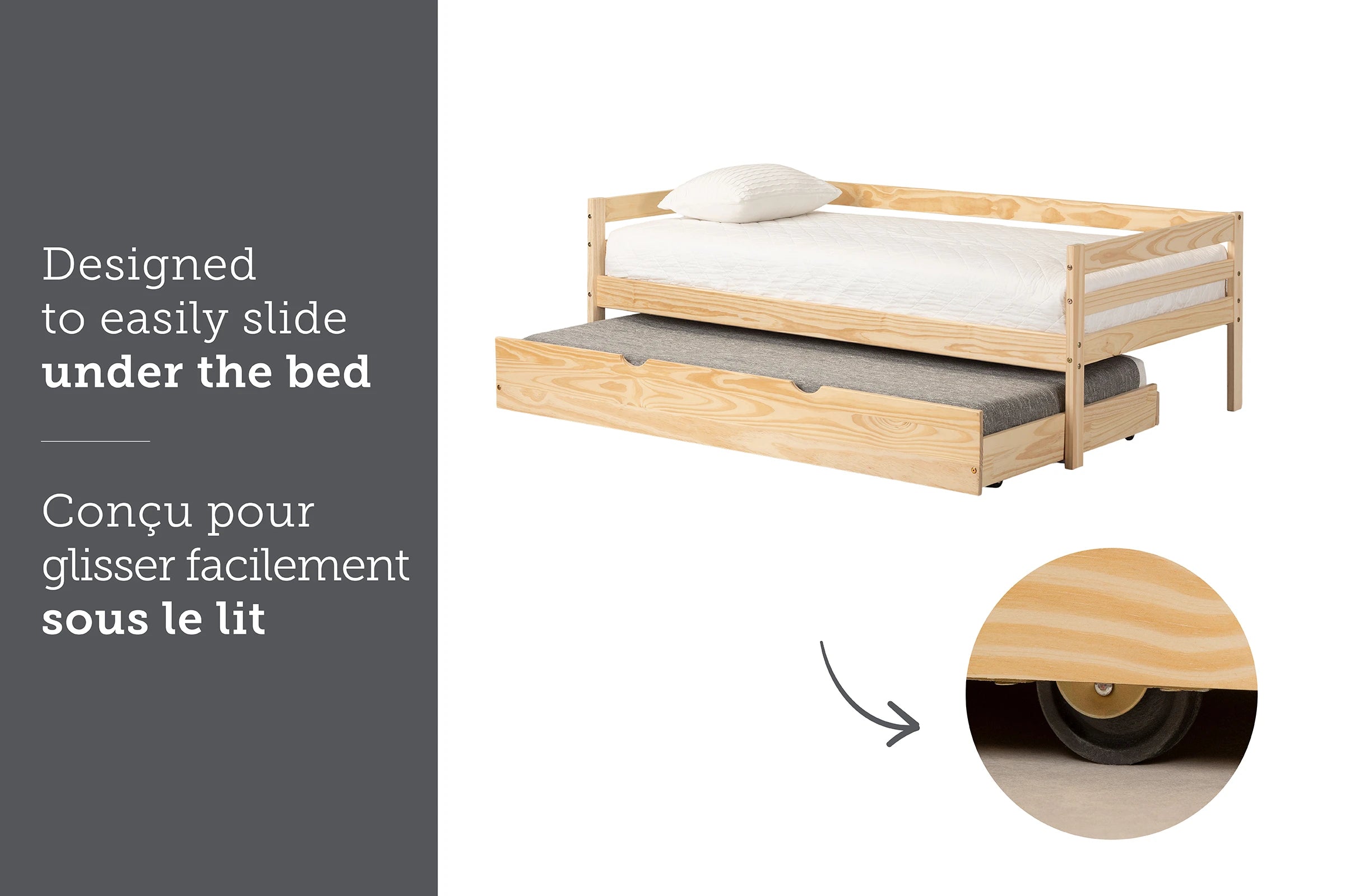 Solid Wood Daybed with Trundle Bed - Sweedi