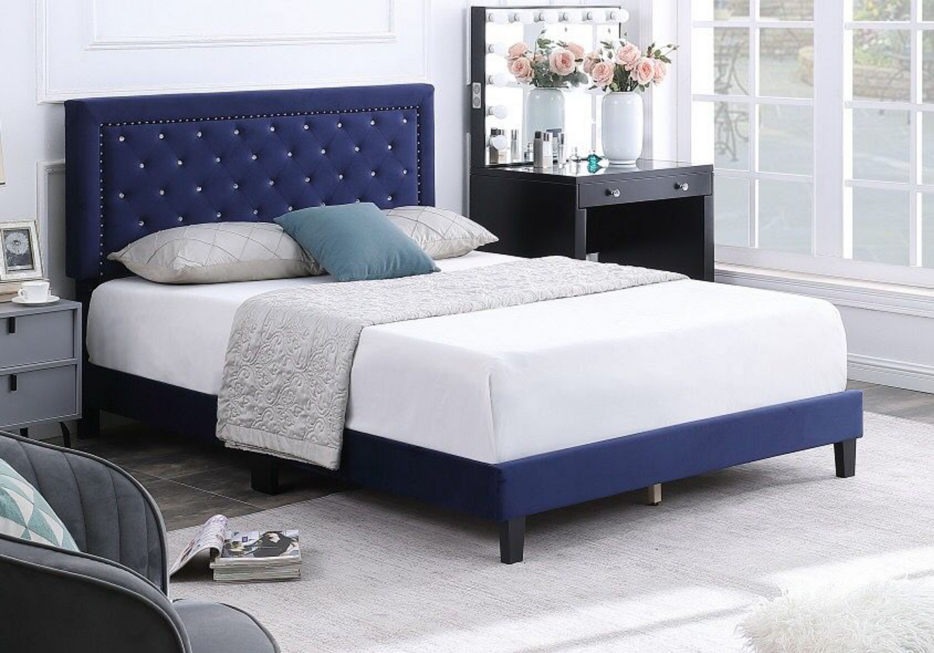 SOLO - Velvet Upholstered Bed Frame