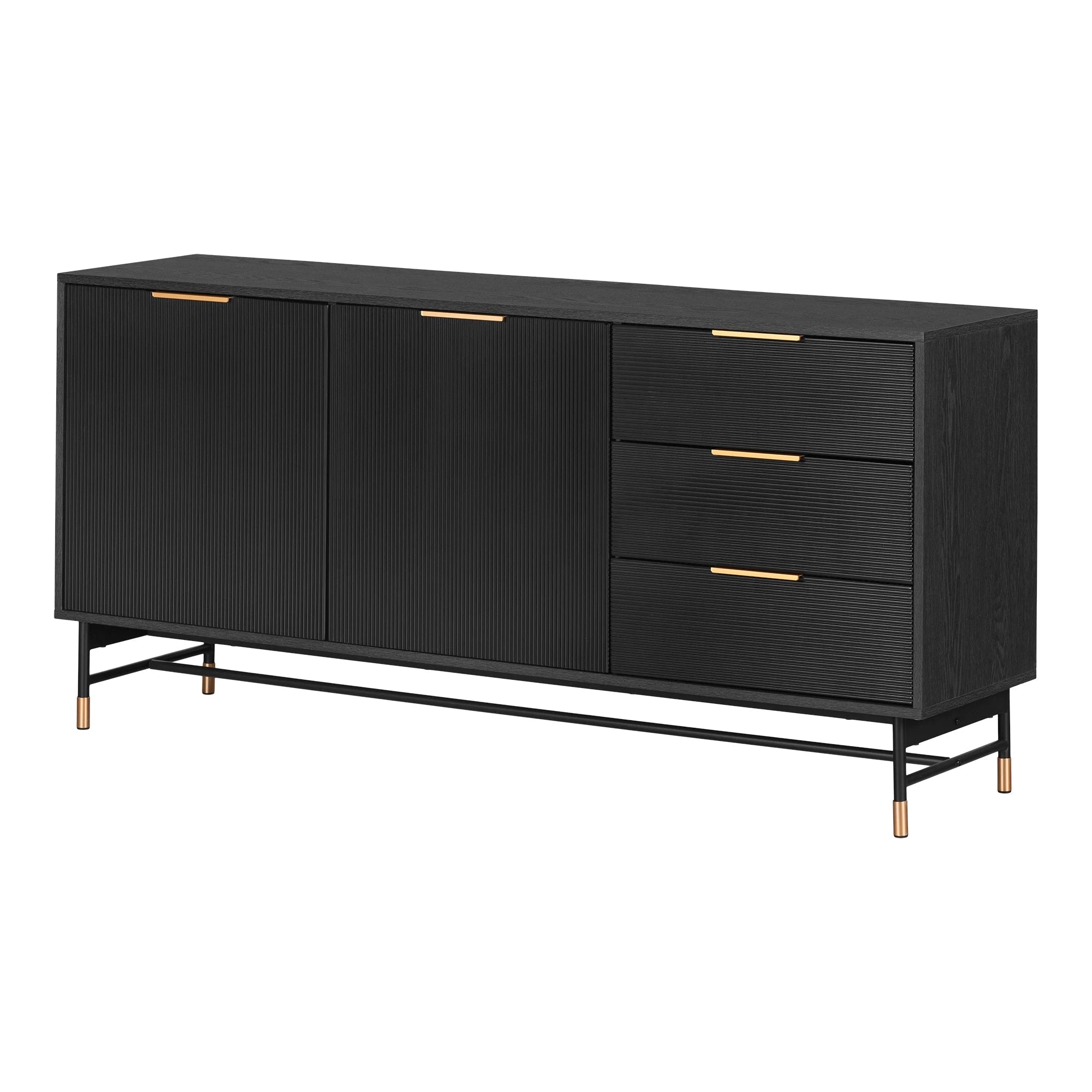 Sideboard with Ribbed Doors and Drawers - Arlo